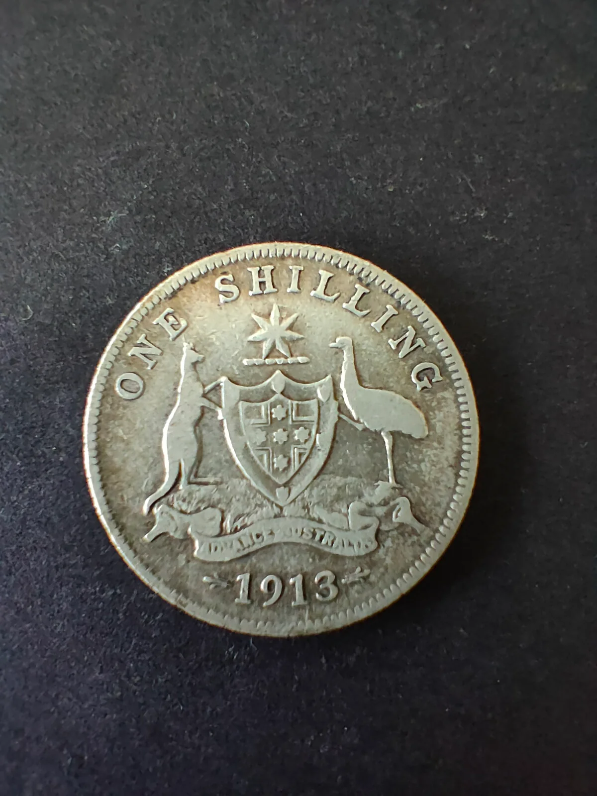 Australia 1913 1/- One Shilling Silver Coin Very Good Condition