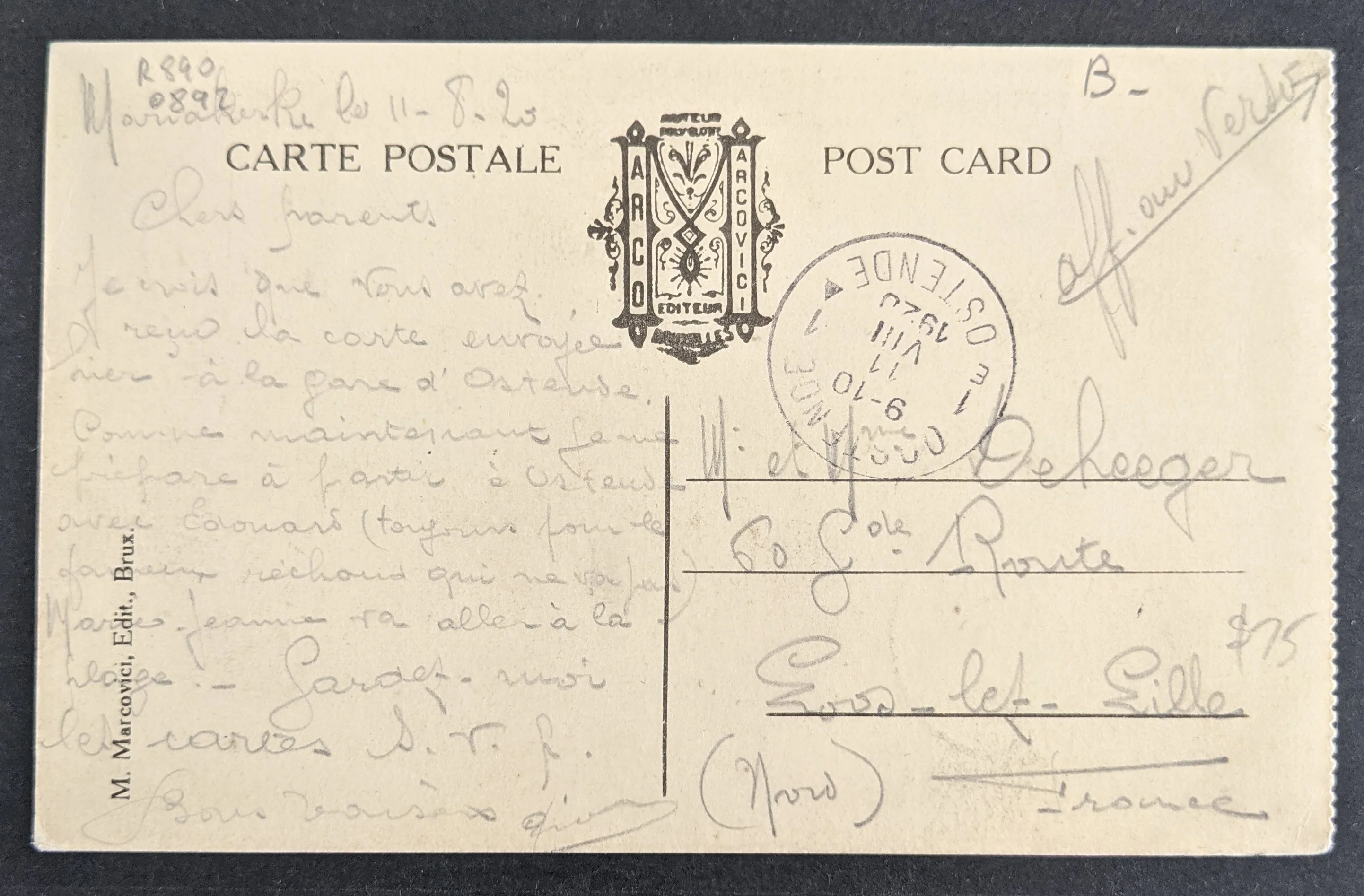 Olympics 1920 Olympic Games Antwerp Belgium Postmark on Postcard - Image 2