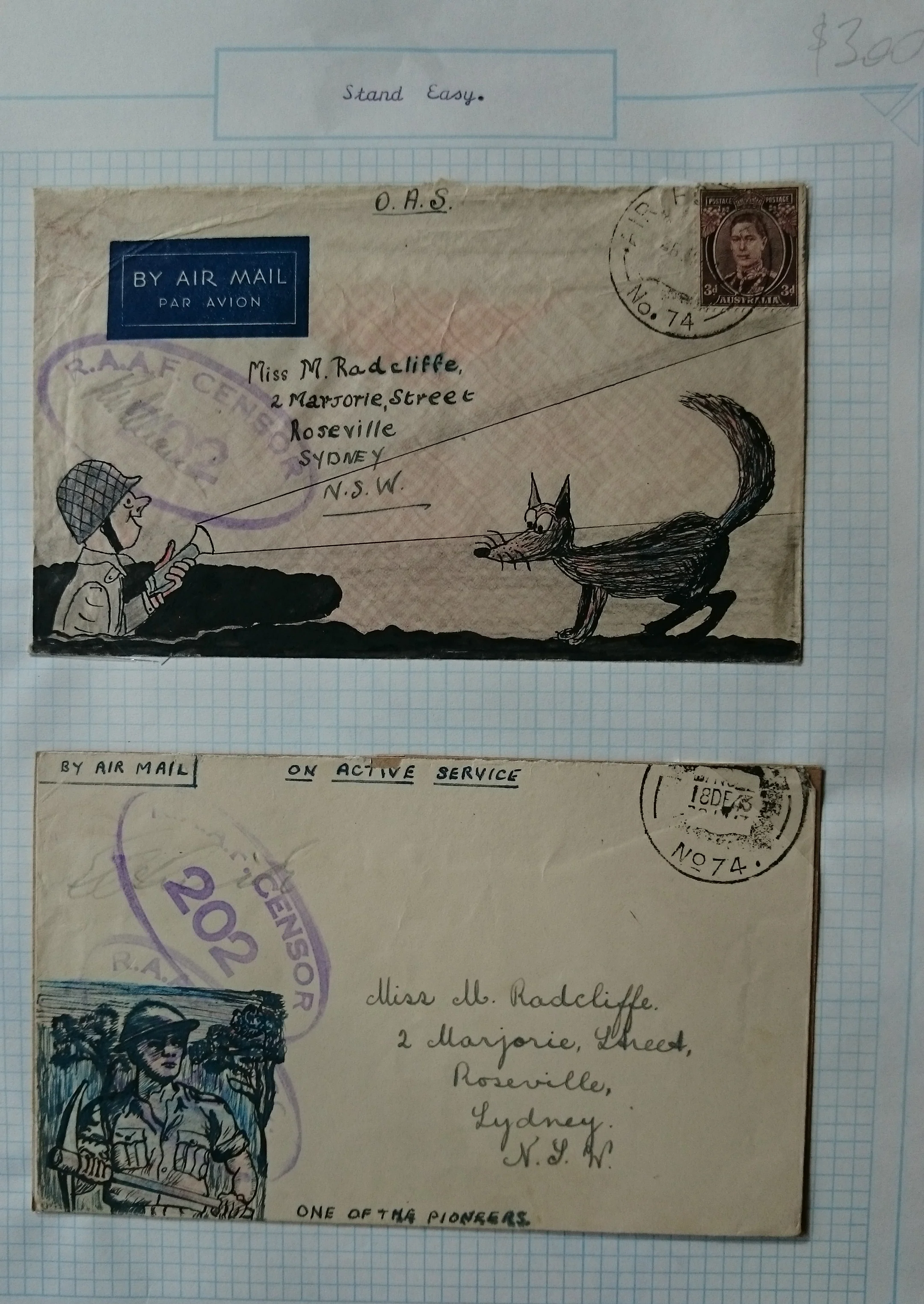 Australia 1943 Military Mail On Active Service Stand Easy RAAF Censor 202