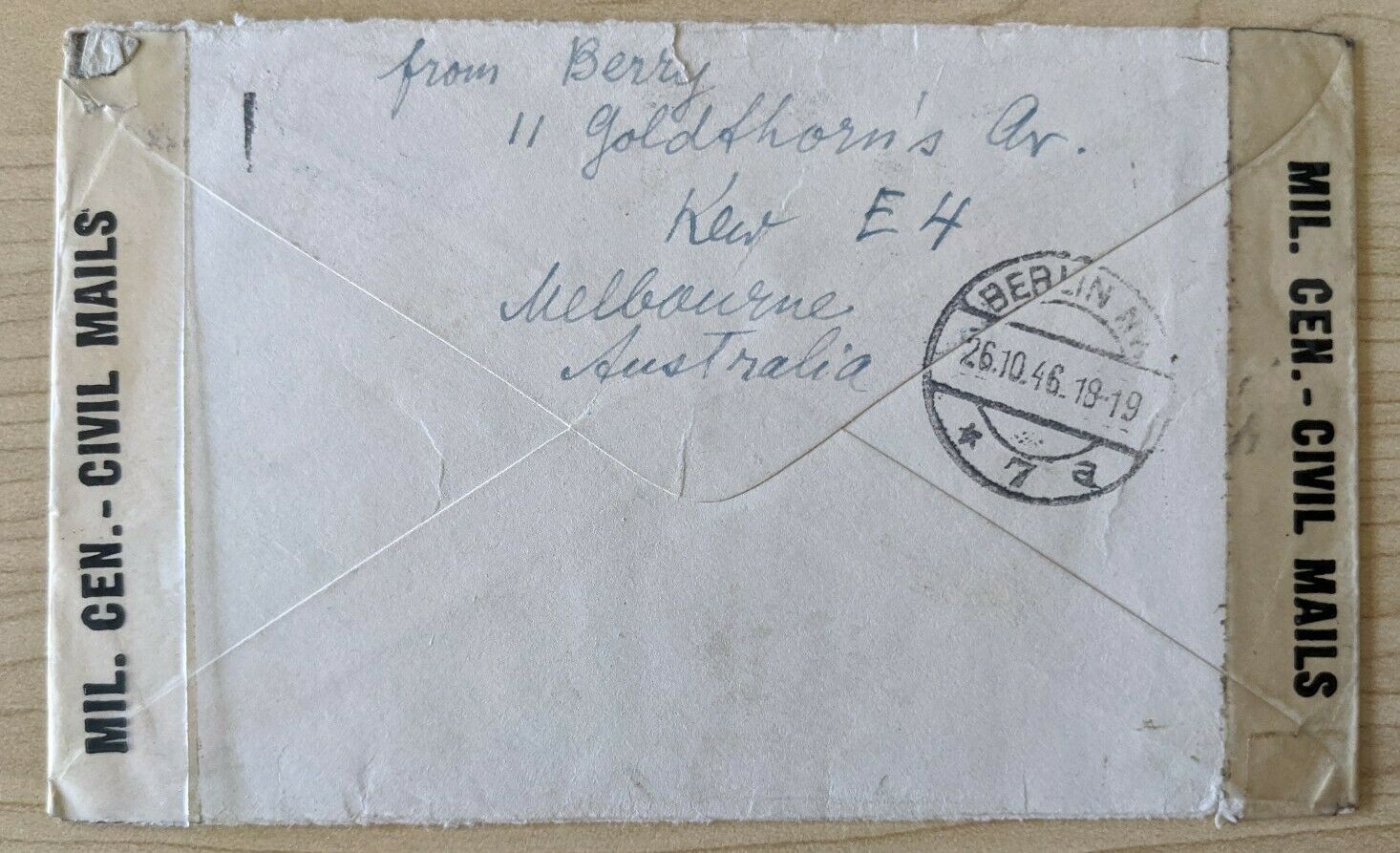 Australia 1946 1/6 Hermes cover Melbourne to Munich Germany opened by censor - Image 2