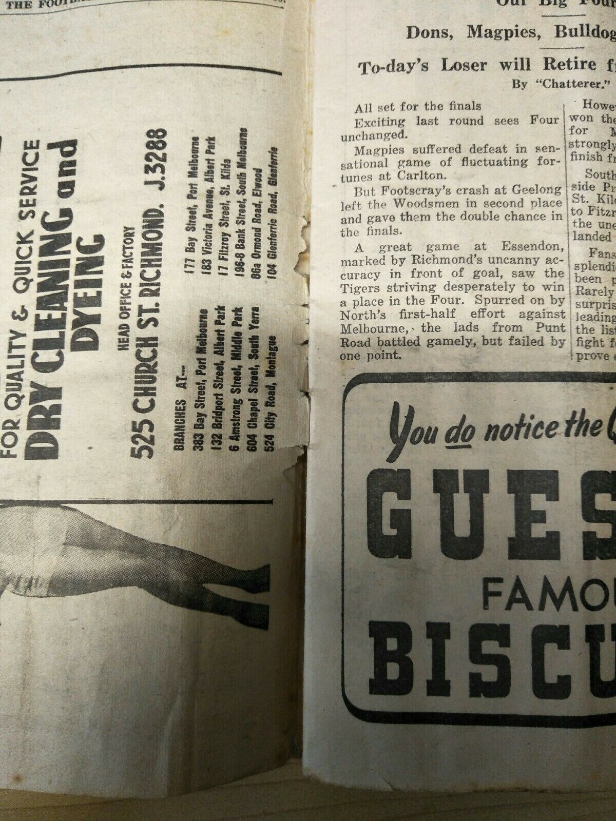 VFL 1946 September 7 Football Record 1st Semi Final Footscray v Melbourne - Image 3