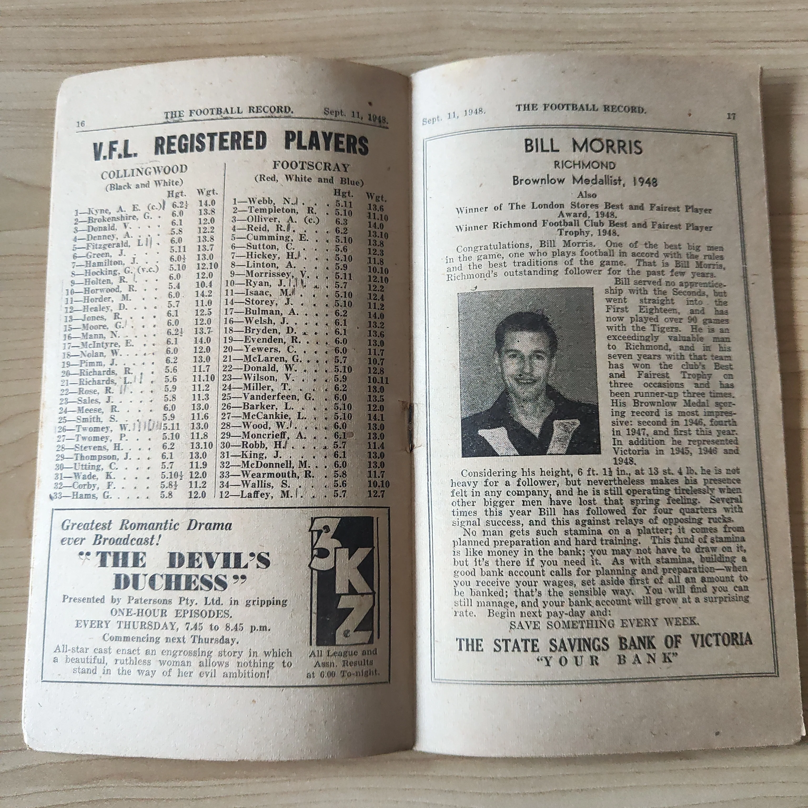 VFL 1948 September 11 1st Semi Final Collingwood v Footscray Football Record - Image 2