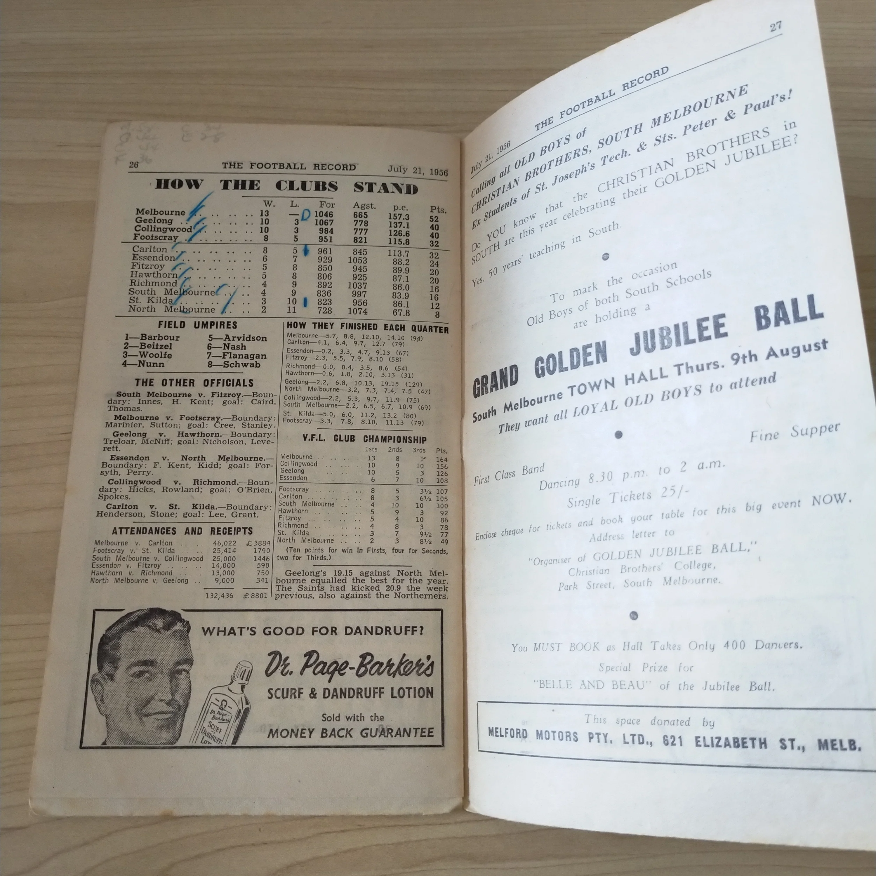 VFL 1956 June 21 Geelong v Hawthorn Football Record - Image 5