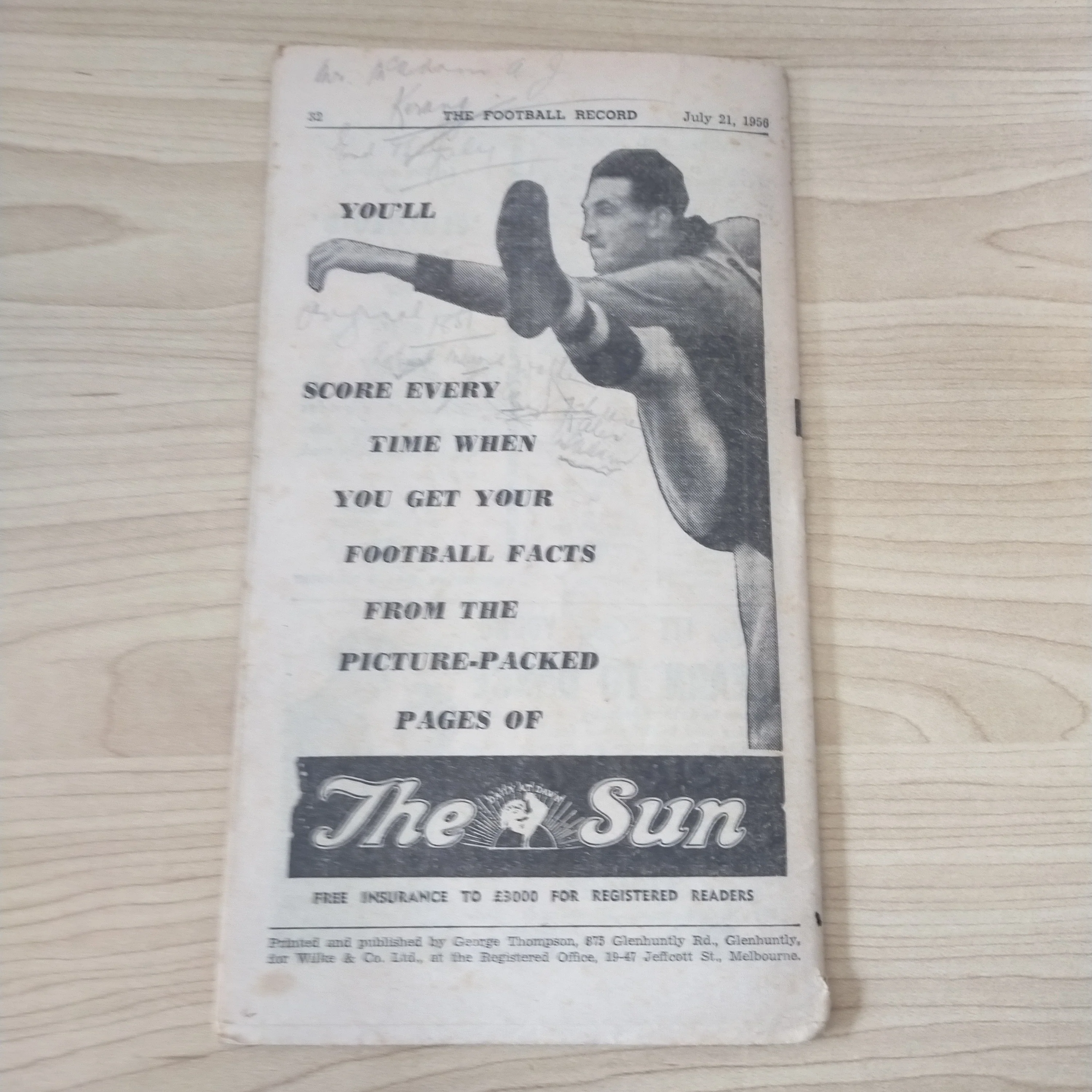 VFL 1956 June 21 Geelong v Hawthorn Football Record - Image 6