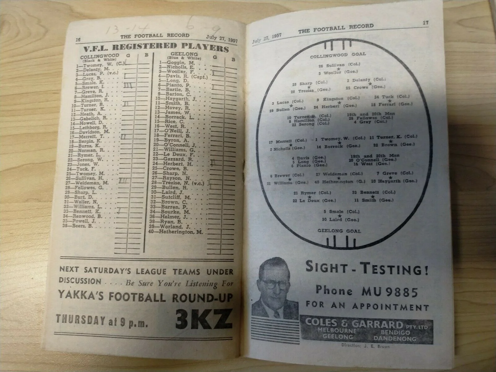 VFL 1957 July 27 Football Record Collingwood v Geelong - Image 2