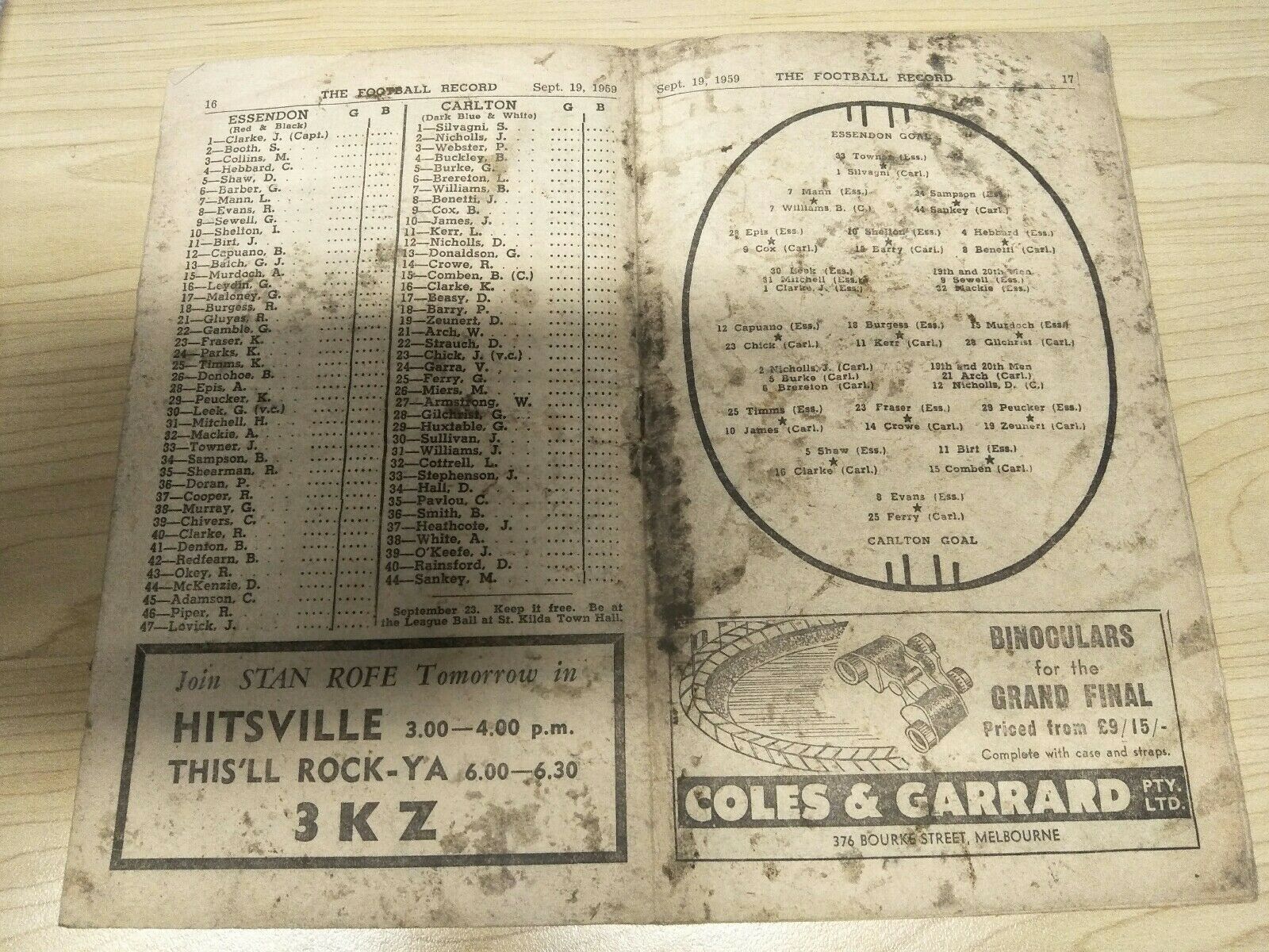 VFL 1959 September 19 Football Record Preliminary Final Essendon v Carlton - Image 2