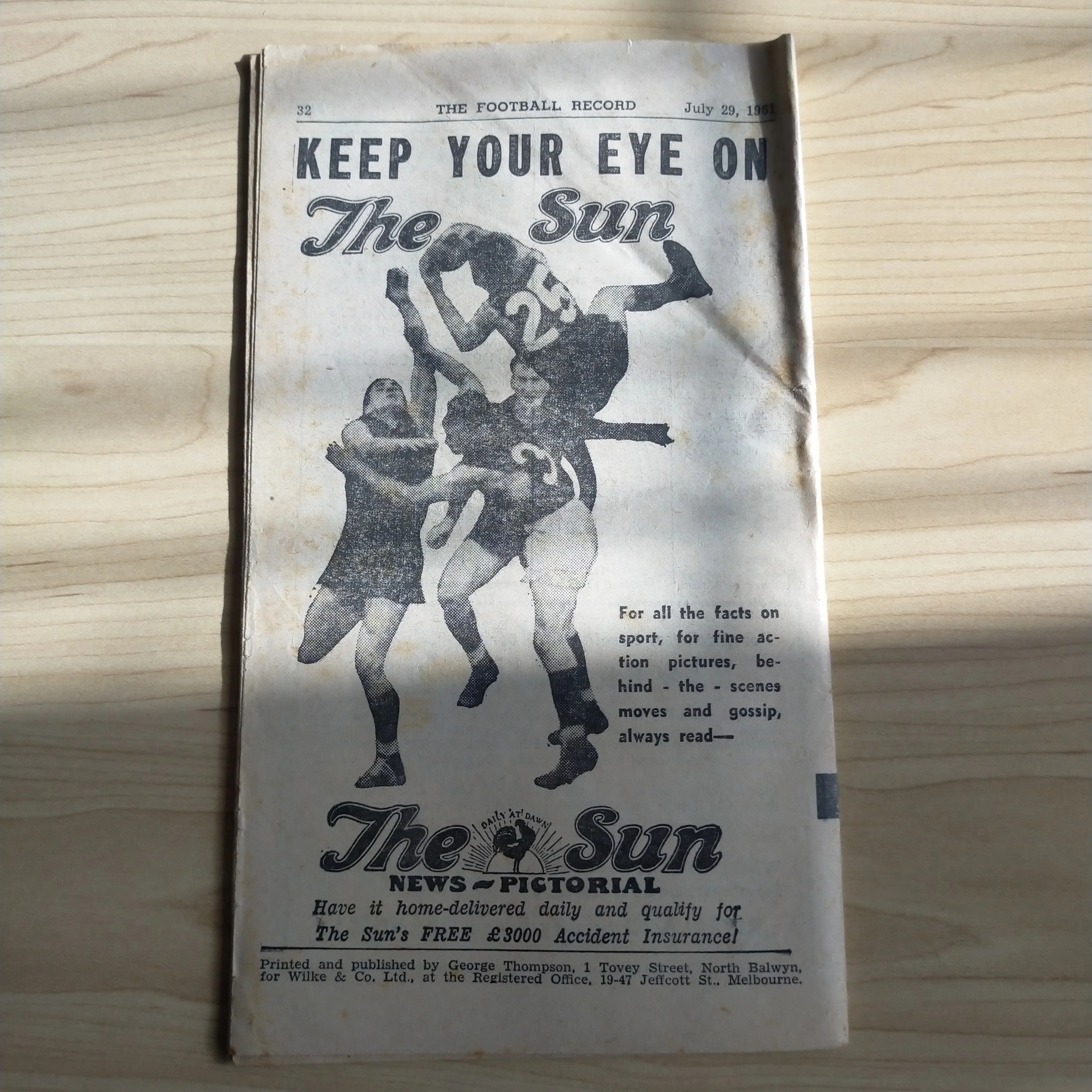 VFL 1961 July 29 North Melbourne v Collingwood Football Record - Image 5