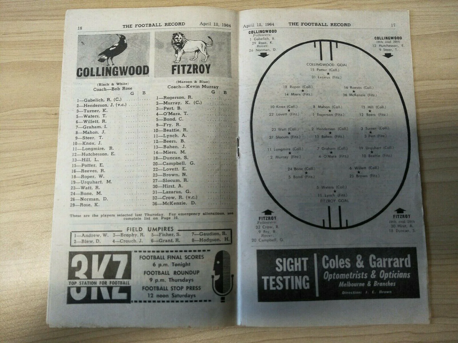 VFL 1964 April 18 Football Record Collingwood v Fitzroy - Image 2