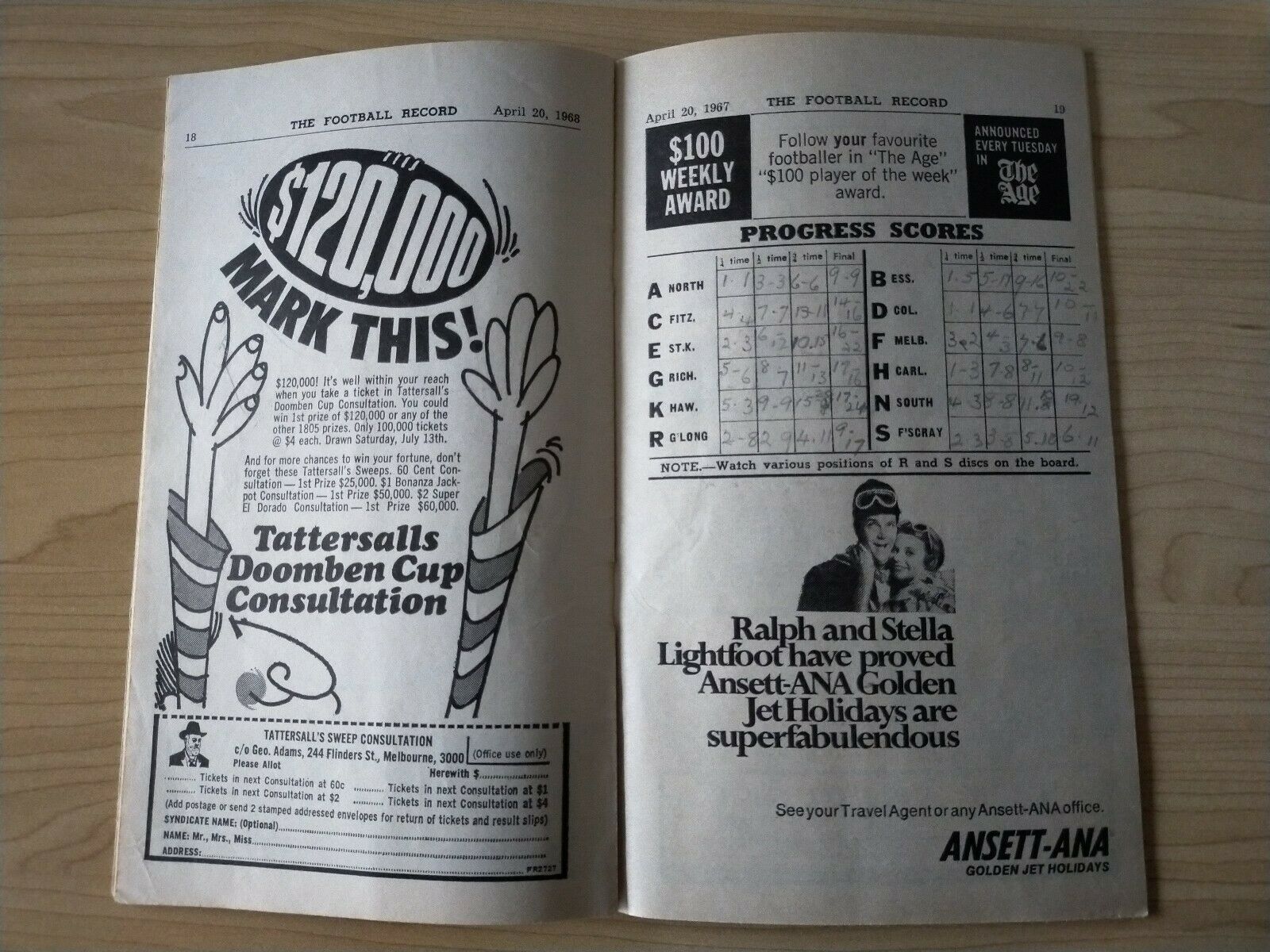 VFL 1968 April 20 Football Record Richmond v Carlton - Image 3
