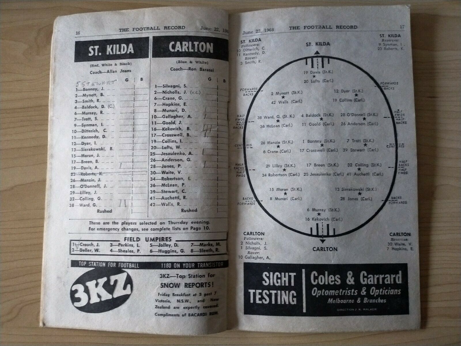 VFL 1968 June 22 Football Record St Kilda v Carlton - Image 2