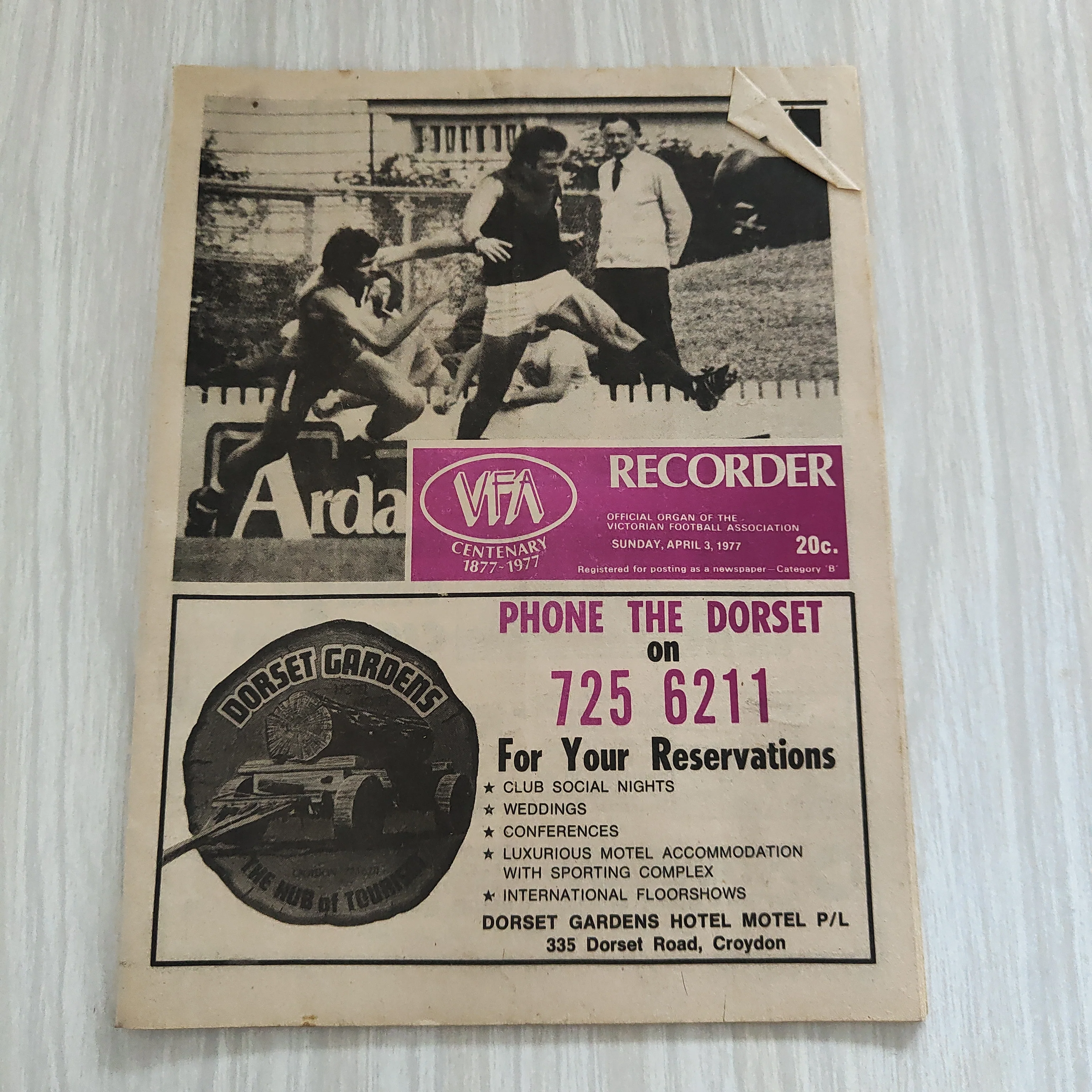 Football 1977 April 3 Victorian Football Association VFA Recorder Football Record