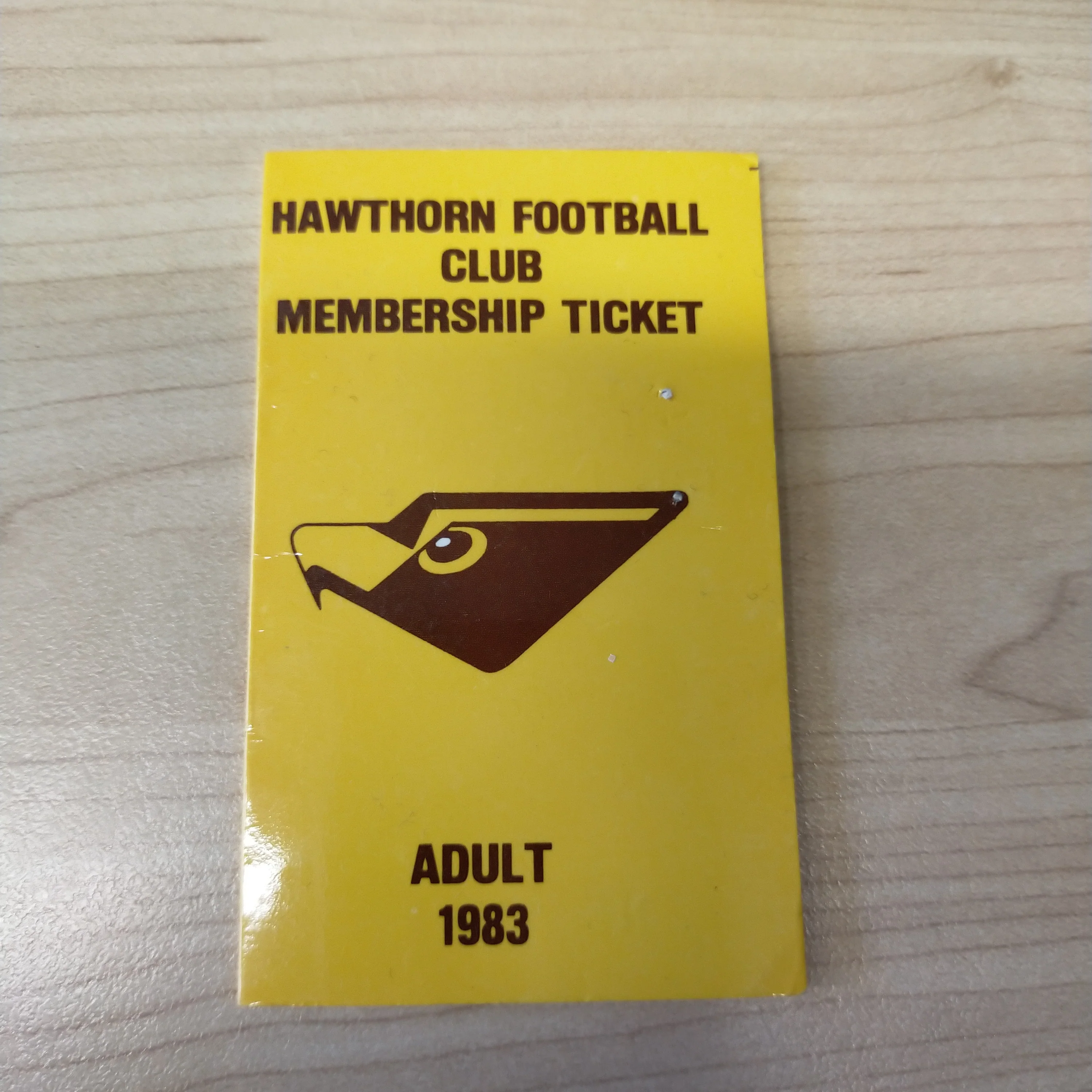 VFL 1983 Hawthorn Football Club Season Ticket and Membership Badge Premiership Year - Image 2