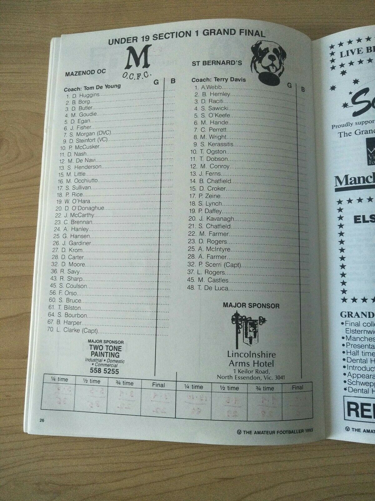 Football 1993 The Amateur Footballer Fosters Family Football Grand Final Football Record - Image 4