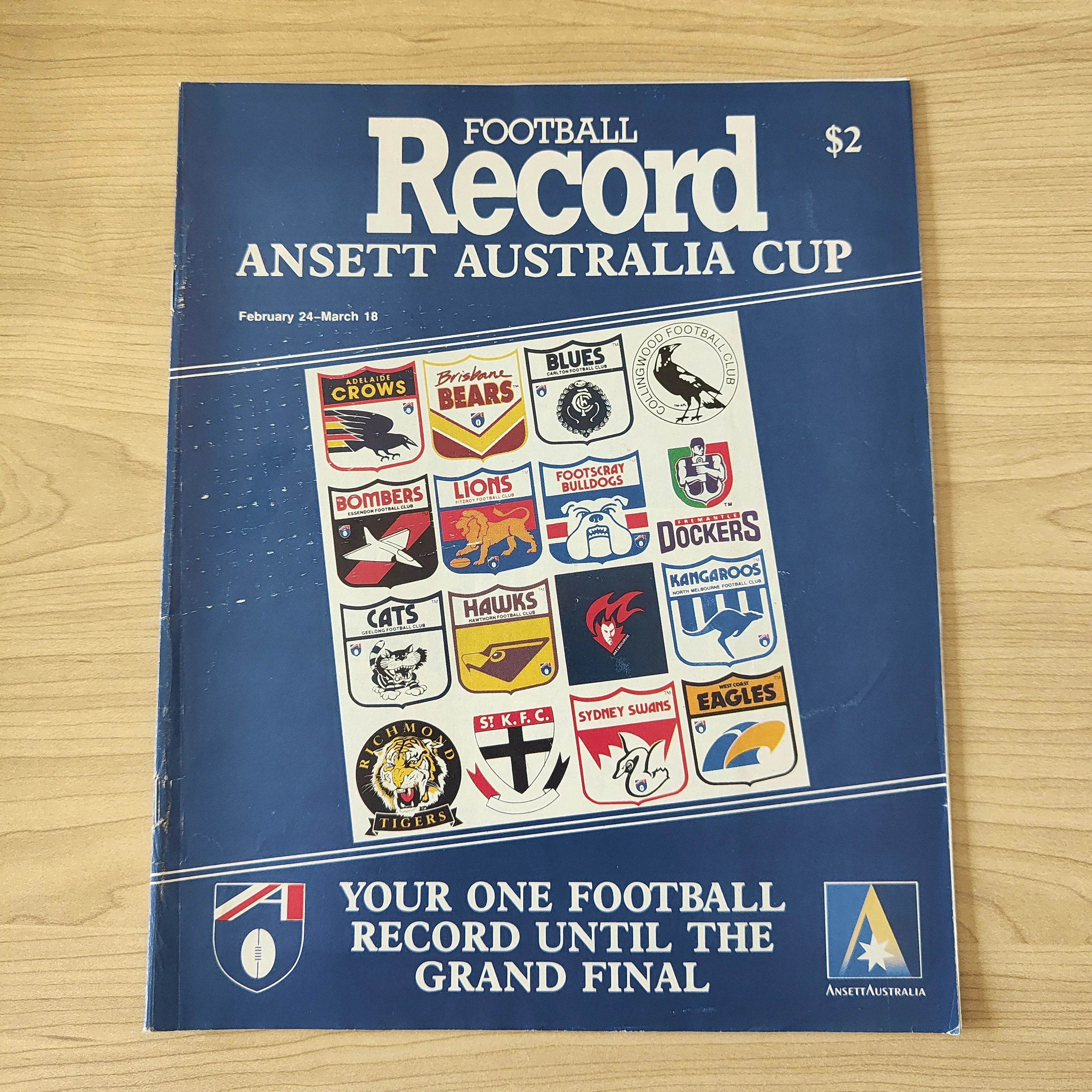 AFL 1995 Feb 24 - March 18 Ansett Australia Cup Football Record