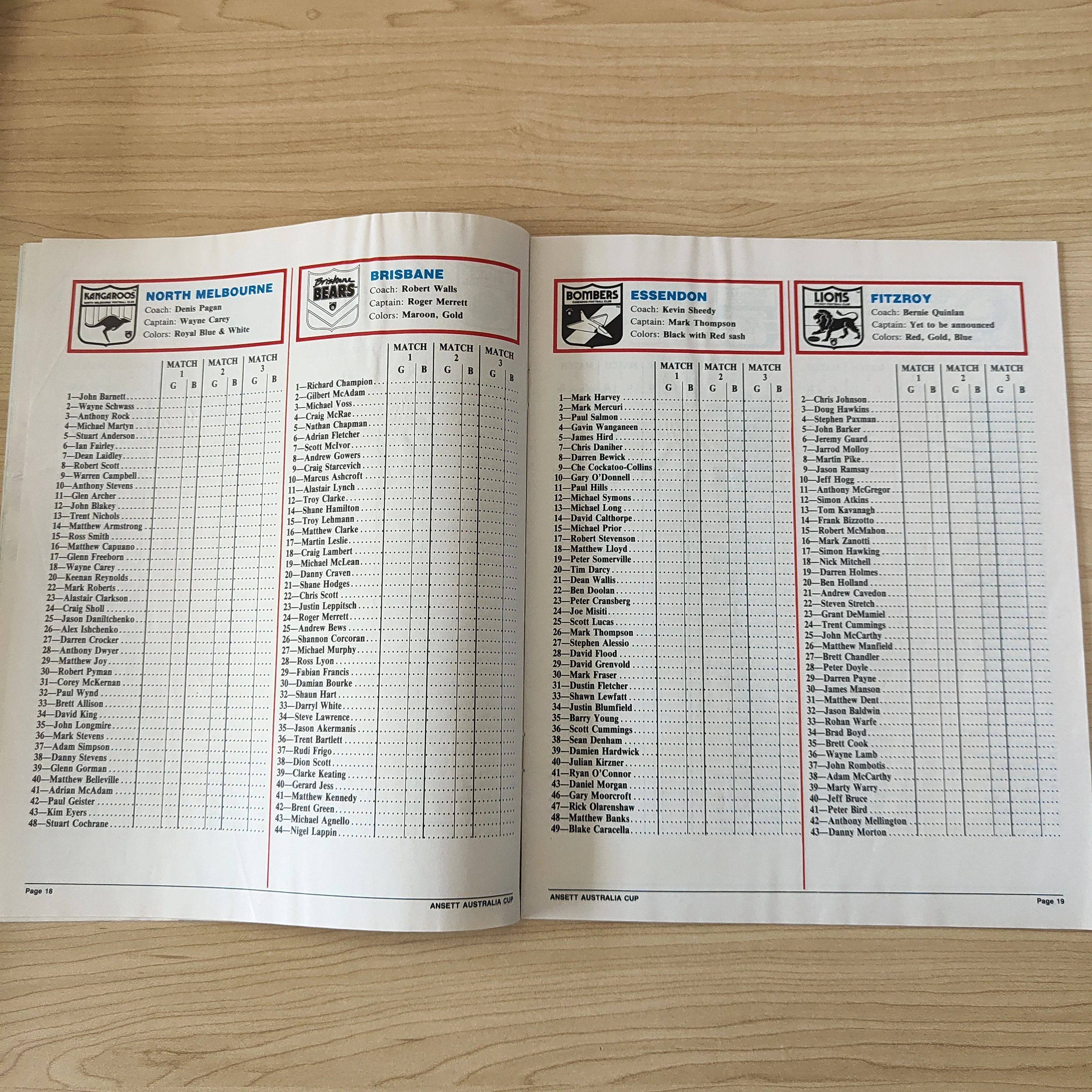 AFL 1995 Feb 24 - March 18 Ansett Australia Cup Football Record - Image 3