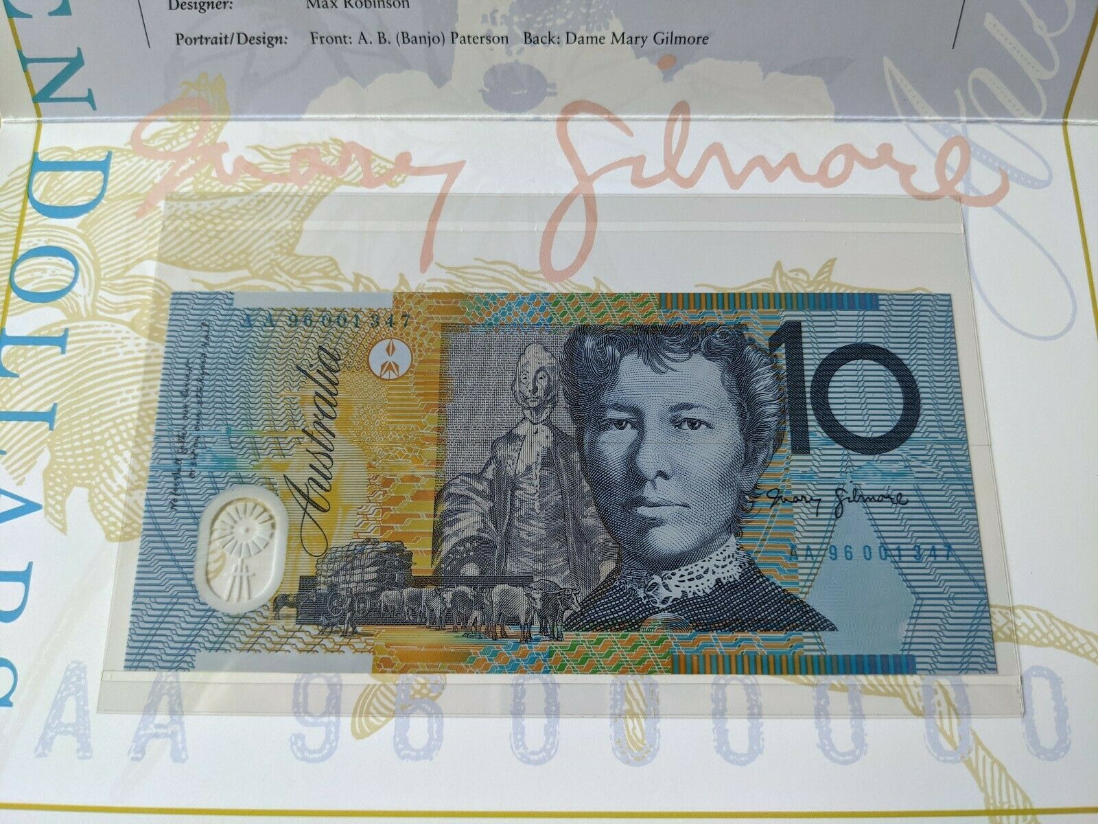 1996 Australia Deluxe Banknote Folders Set of 4 Black Serial Numbers - Image 4