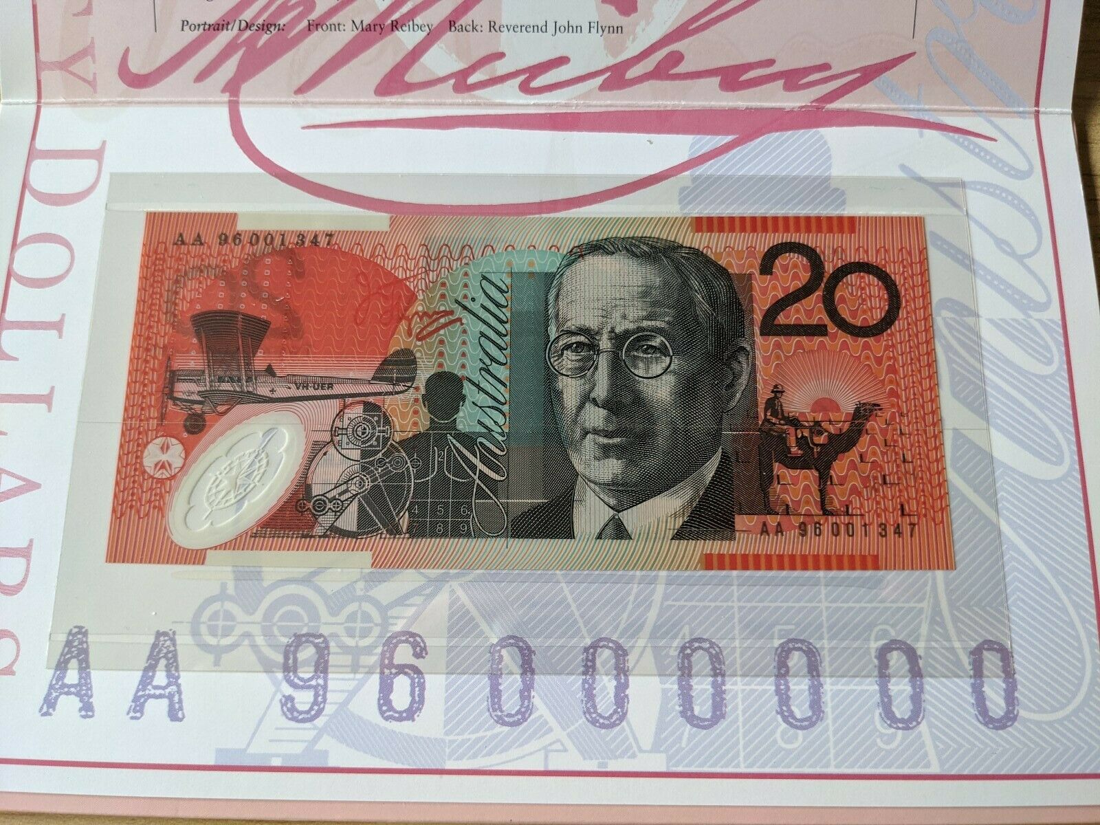 1996 Australia Deluxe Banknote Folders Set of 4 Black Serial Numbers - Image 5