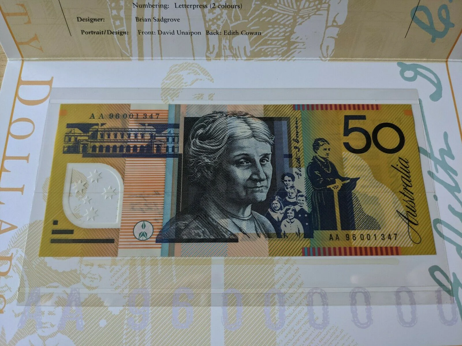 1996 Australia Deluxe Banknote Folders Set of 4 Black Serial Numbers - Image 6