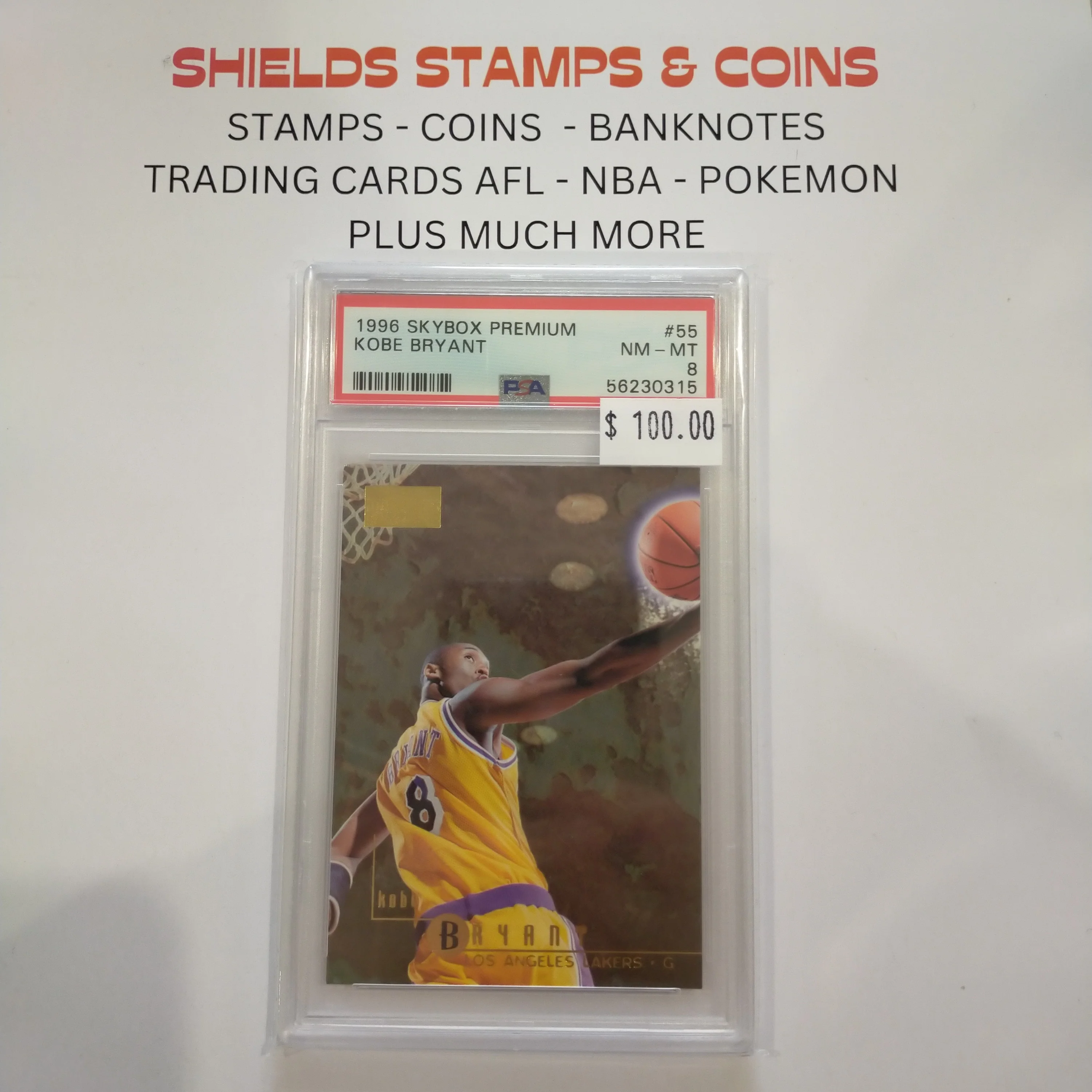 1996 Skybox Premium Kobe Bryant NBA Basketball Card PSA Graded Near Mint - Mint