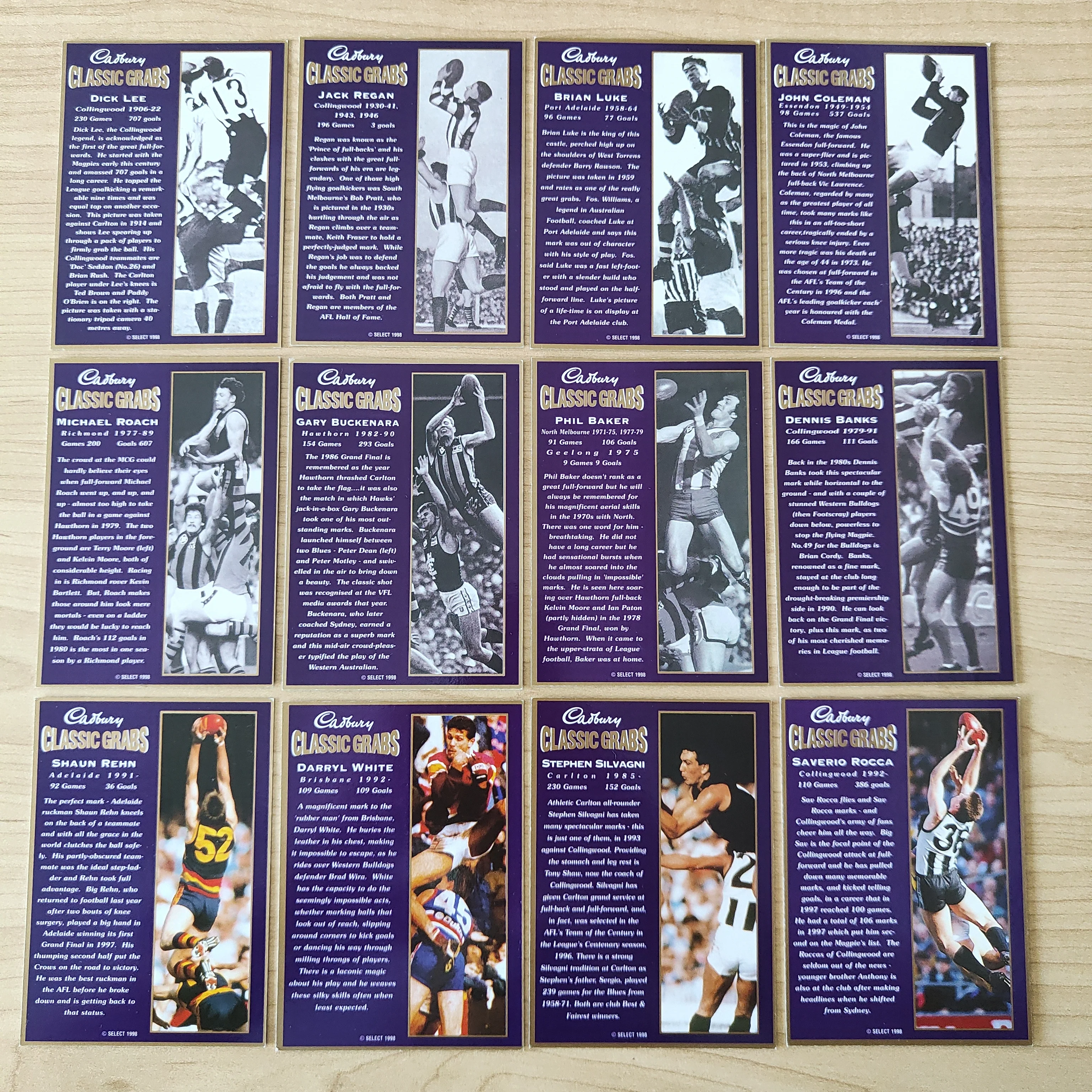 1998 Cadbury Classic Grabs Mark of the Year Set of 24 Football Cards - Image 3