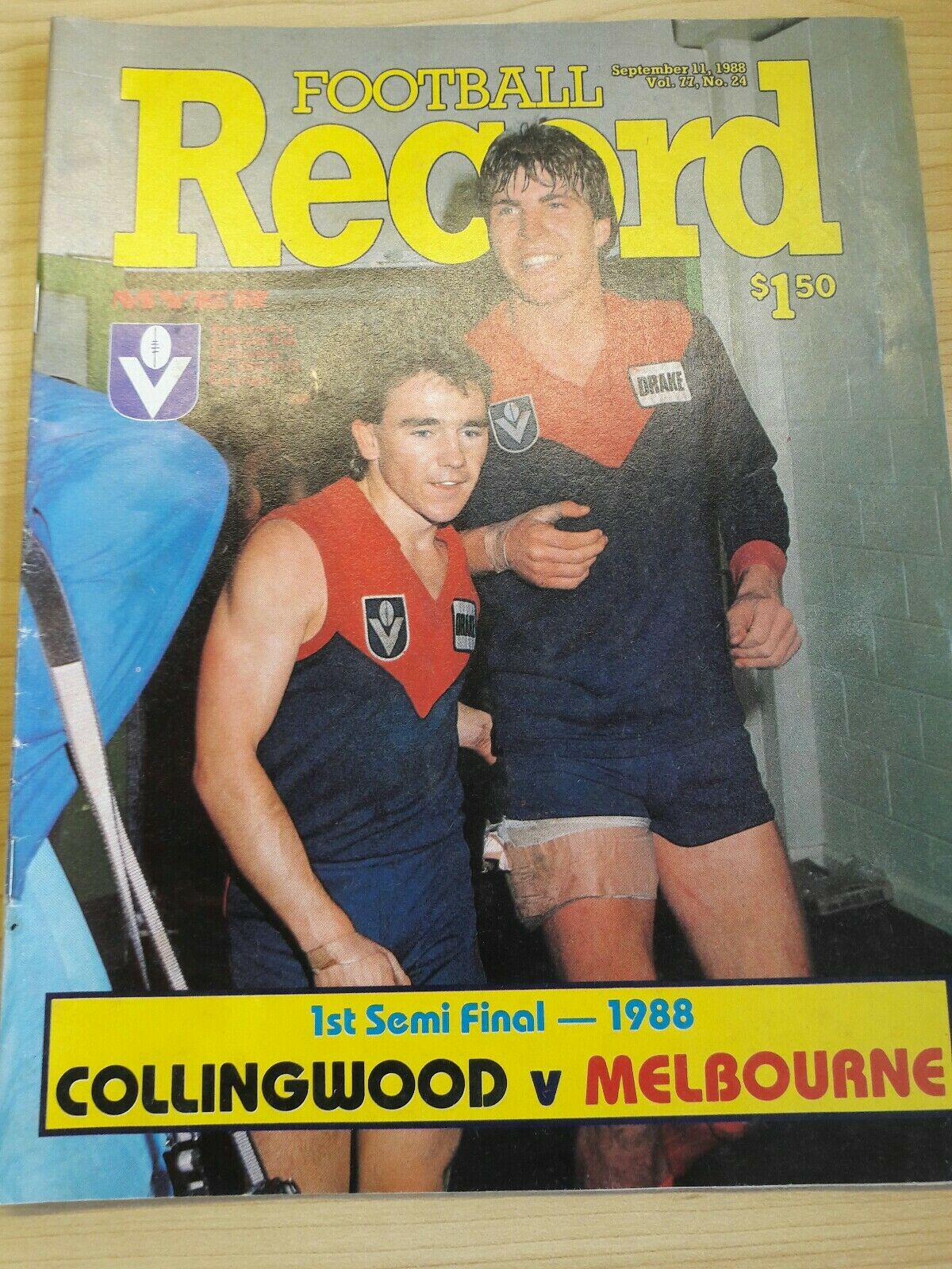 1st Semi Final 1988 Collingwood V Melbourne Football Record September 11 1988...