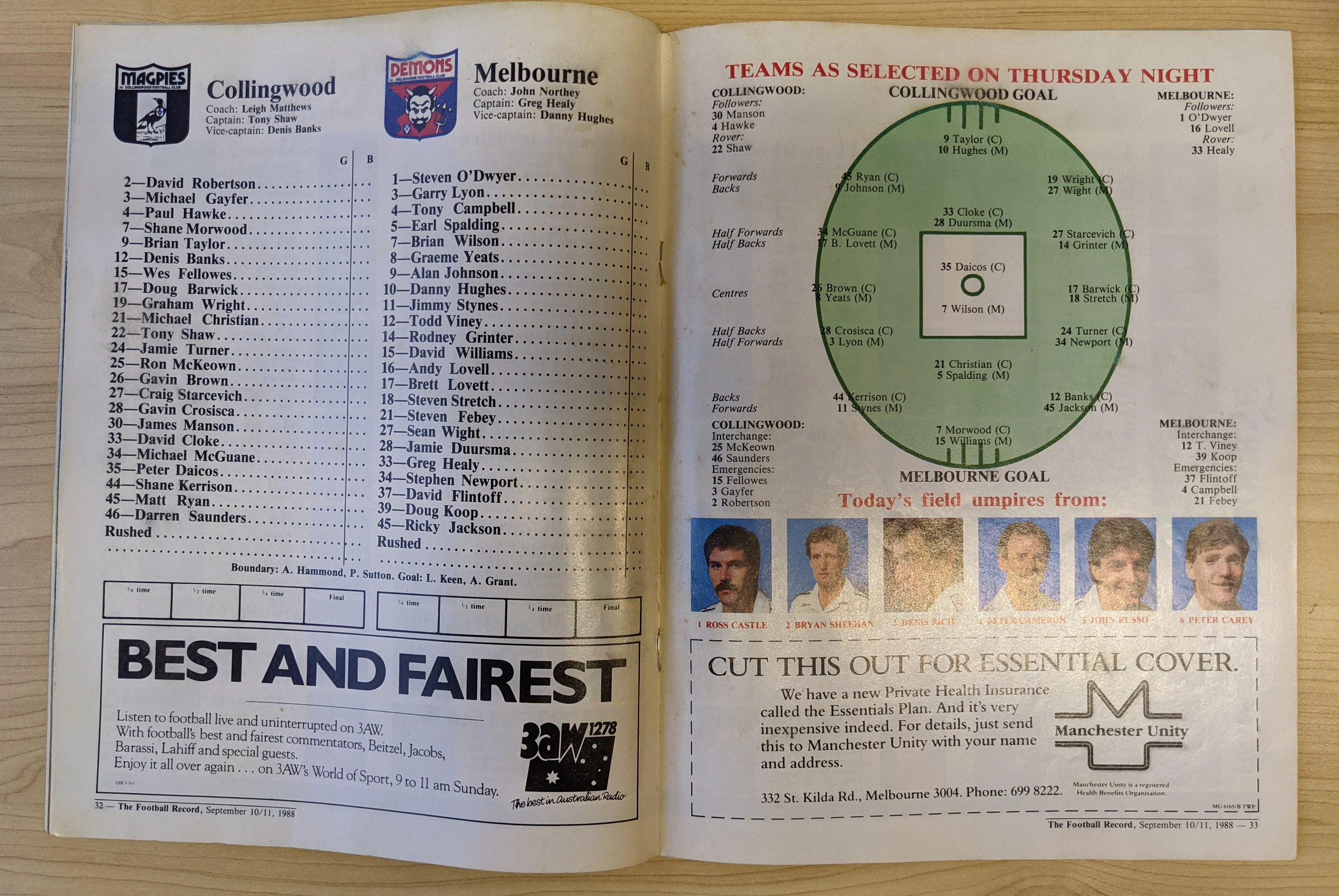 1st Semi Final 1988 Collingwood V Melbourne Football Record September 11 1988... - Image 4