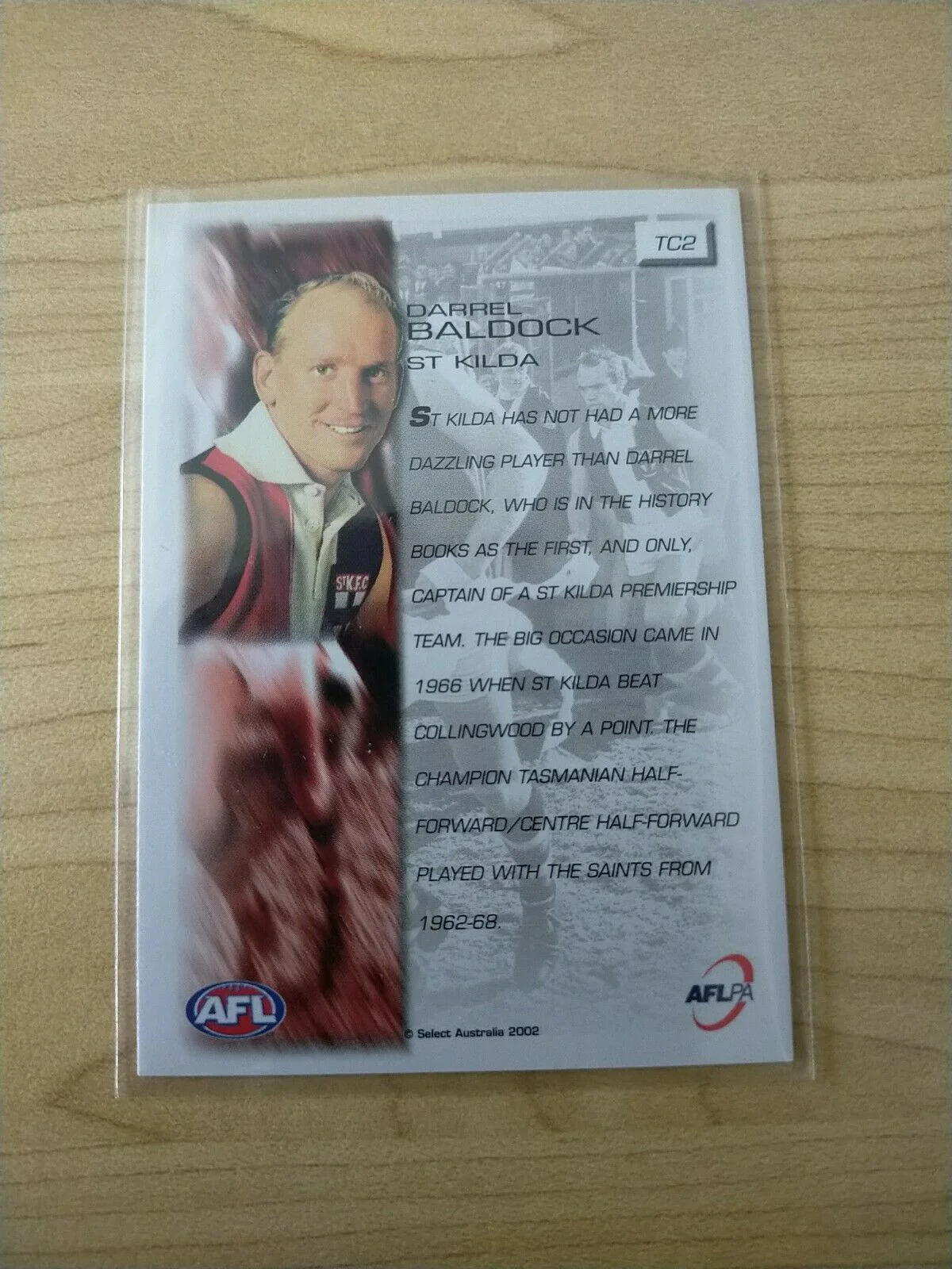2002 Select Exclusive Gold Tribute Card Darrel Baldock St Kilda TC2 - Image 2