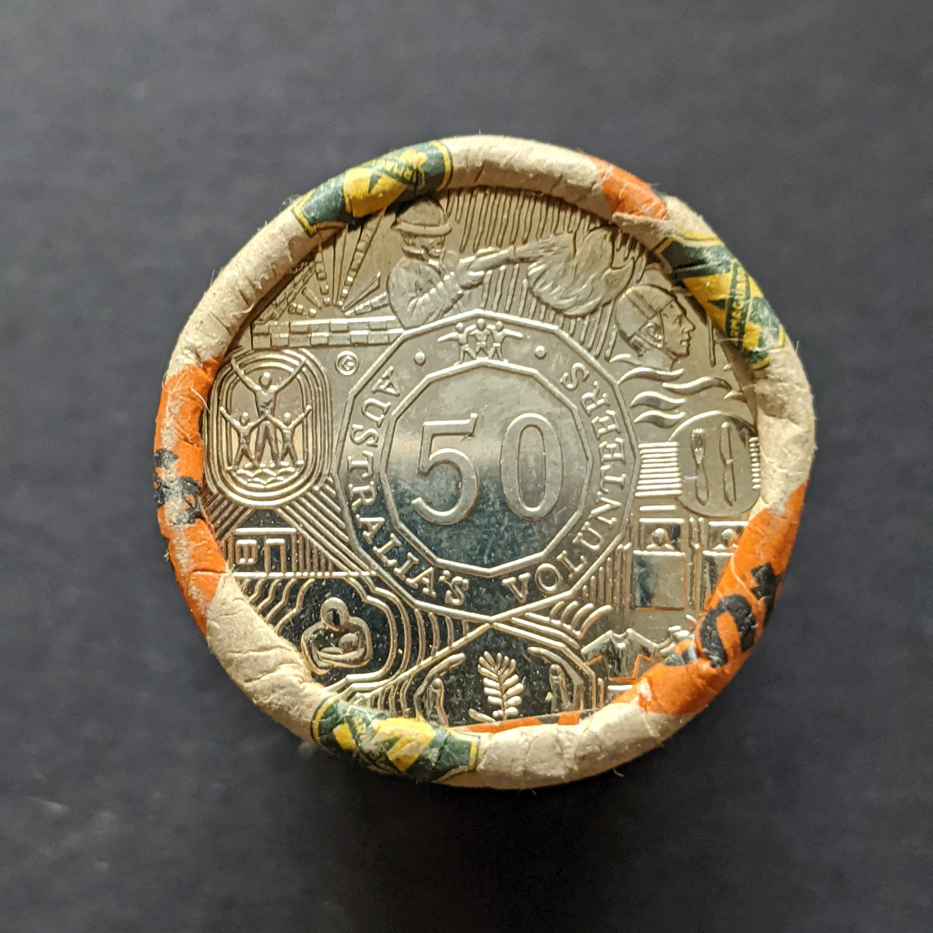 Australia 2003 Fifty cents Volunteers 50c Armourguard Coin Roll - Image 3