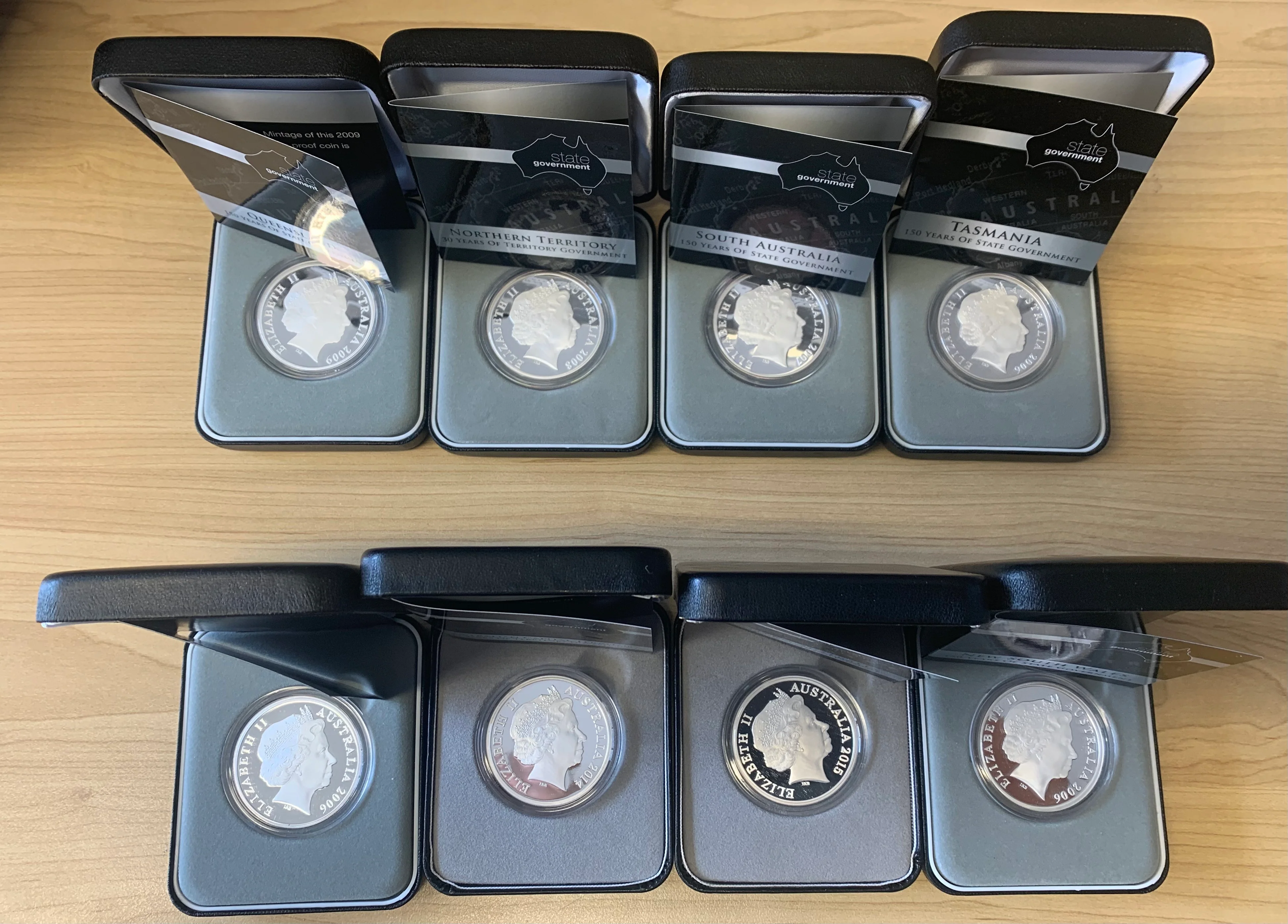Australia 2006 - 2015 Royal Australian Mint Set of 8 $5 150 Years of State Government Silver Proof Coin - Image 3