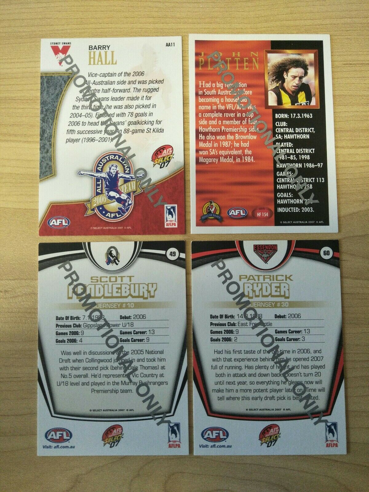 2007 Select AFL Promotional Card Set 4 Cards - Image 2