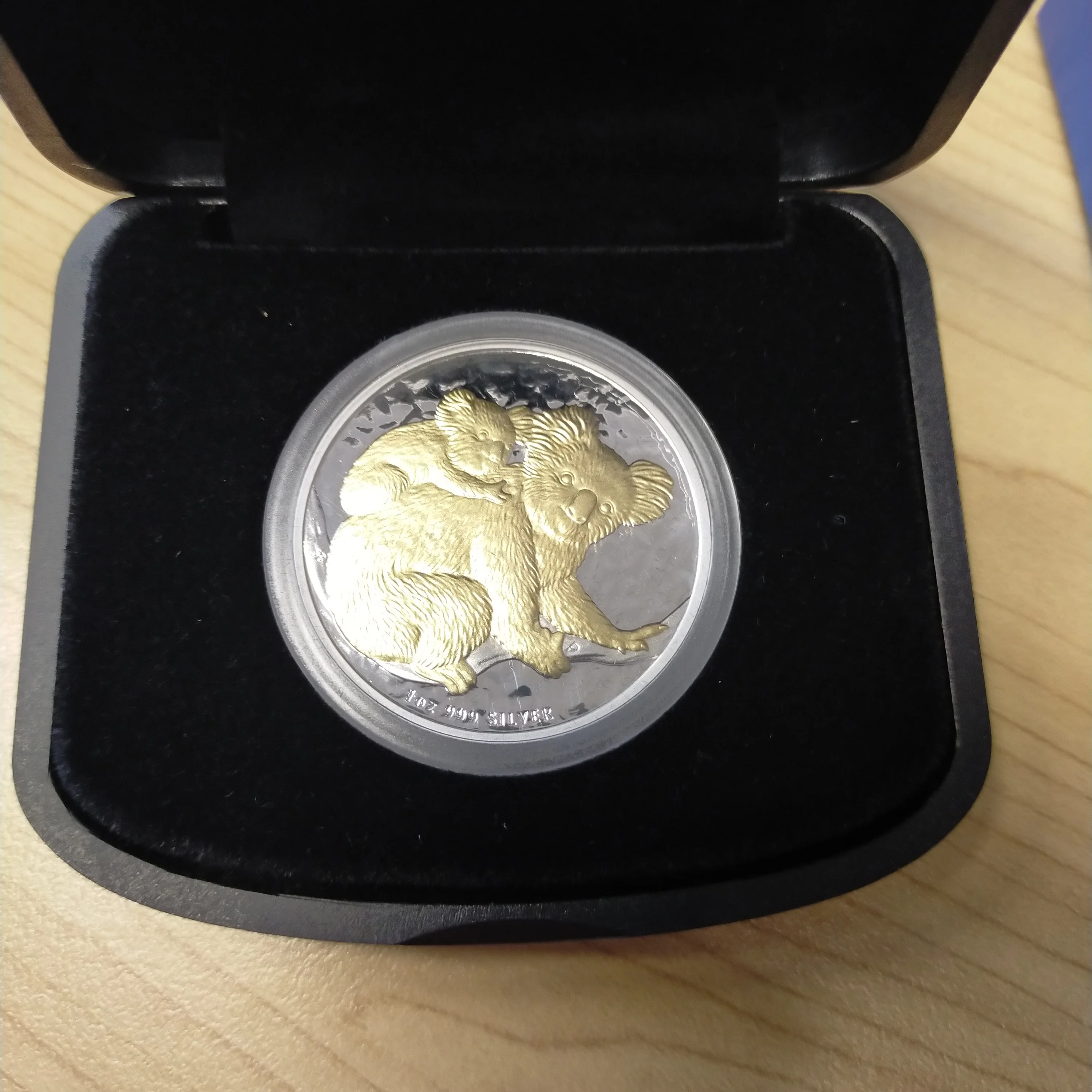 Australia 2008 Perth Mint Australian Koala Gilded Coin 1oz $1 Silver Proof Coin - Image 2