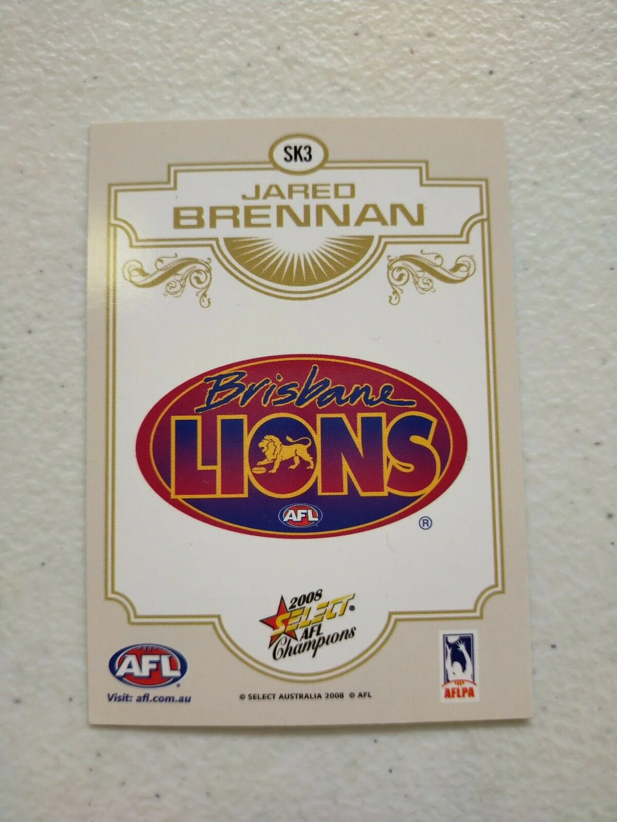 2008 Select AFL Champions Sketch Card Jared Brennan Brisbane - Image 2