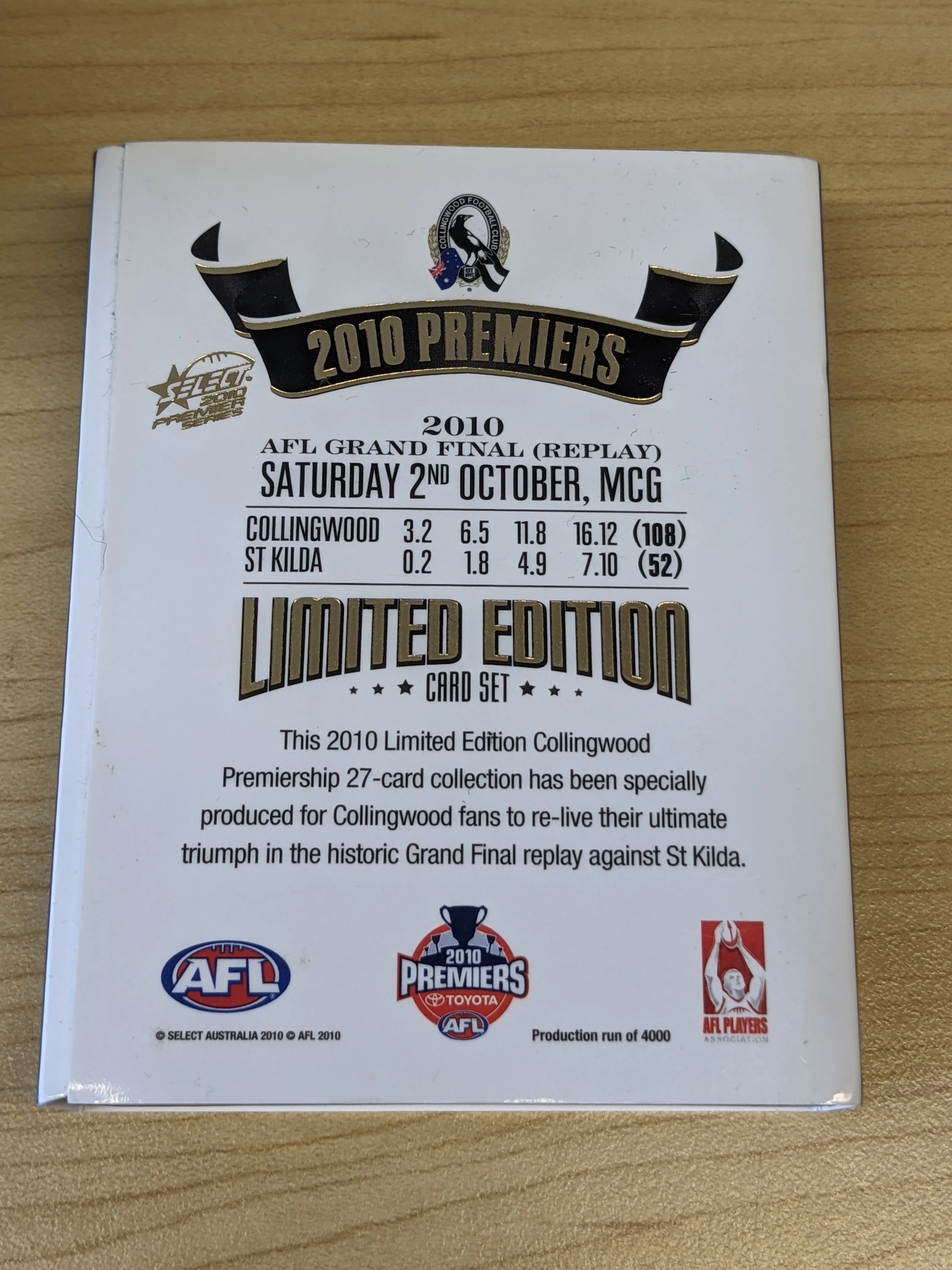 AFL 2010 Select Premiers Series Box Card Set Collingwood - Image 2