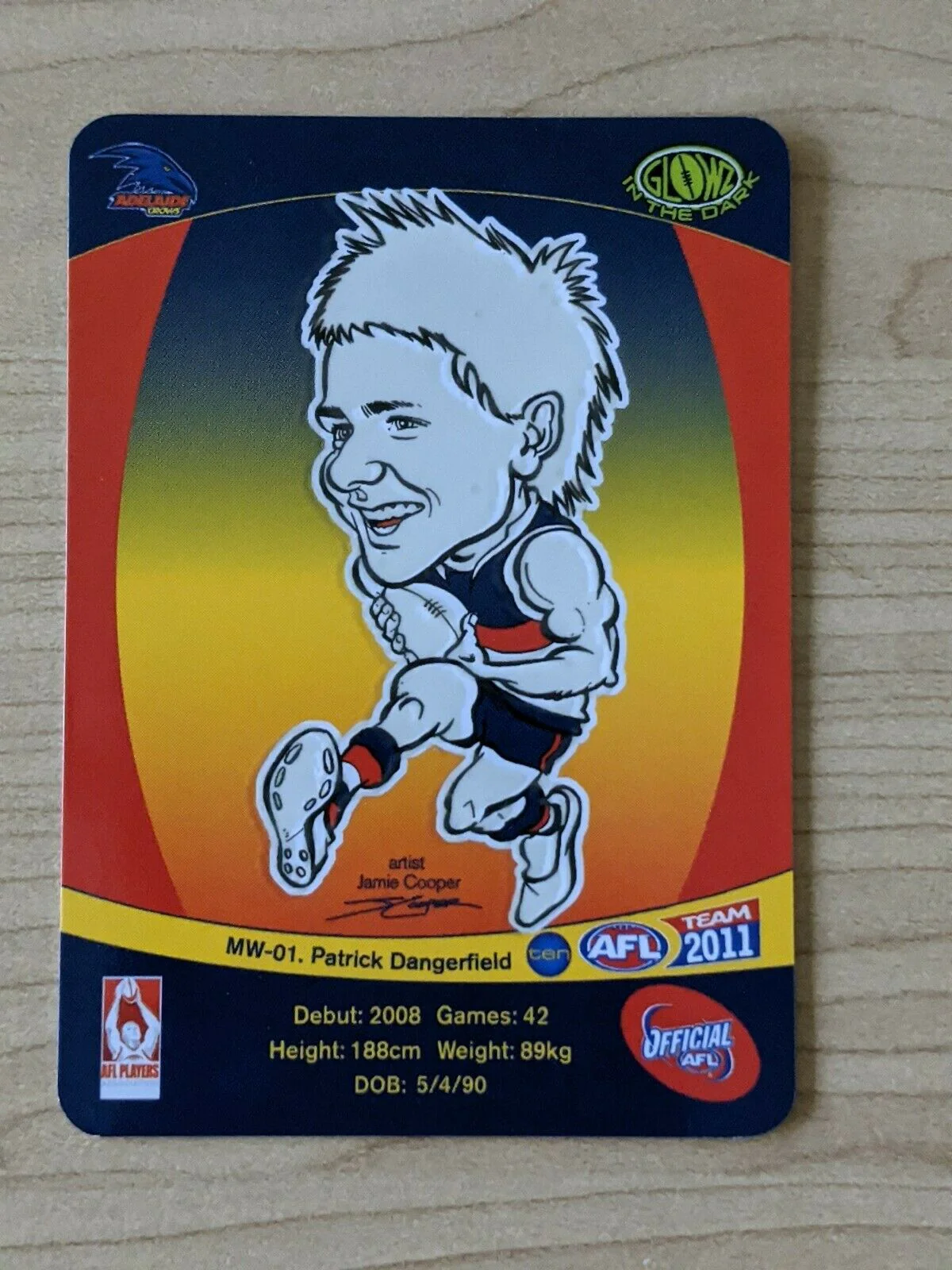 2011 AFL Teamcoach Sample Card MW-01 Patrick Dangerfield Adelaide - Image 2