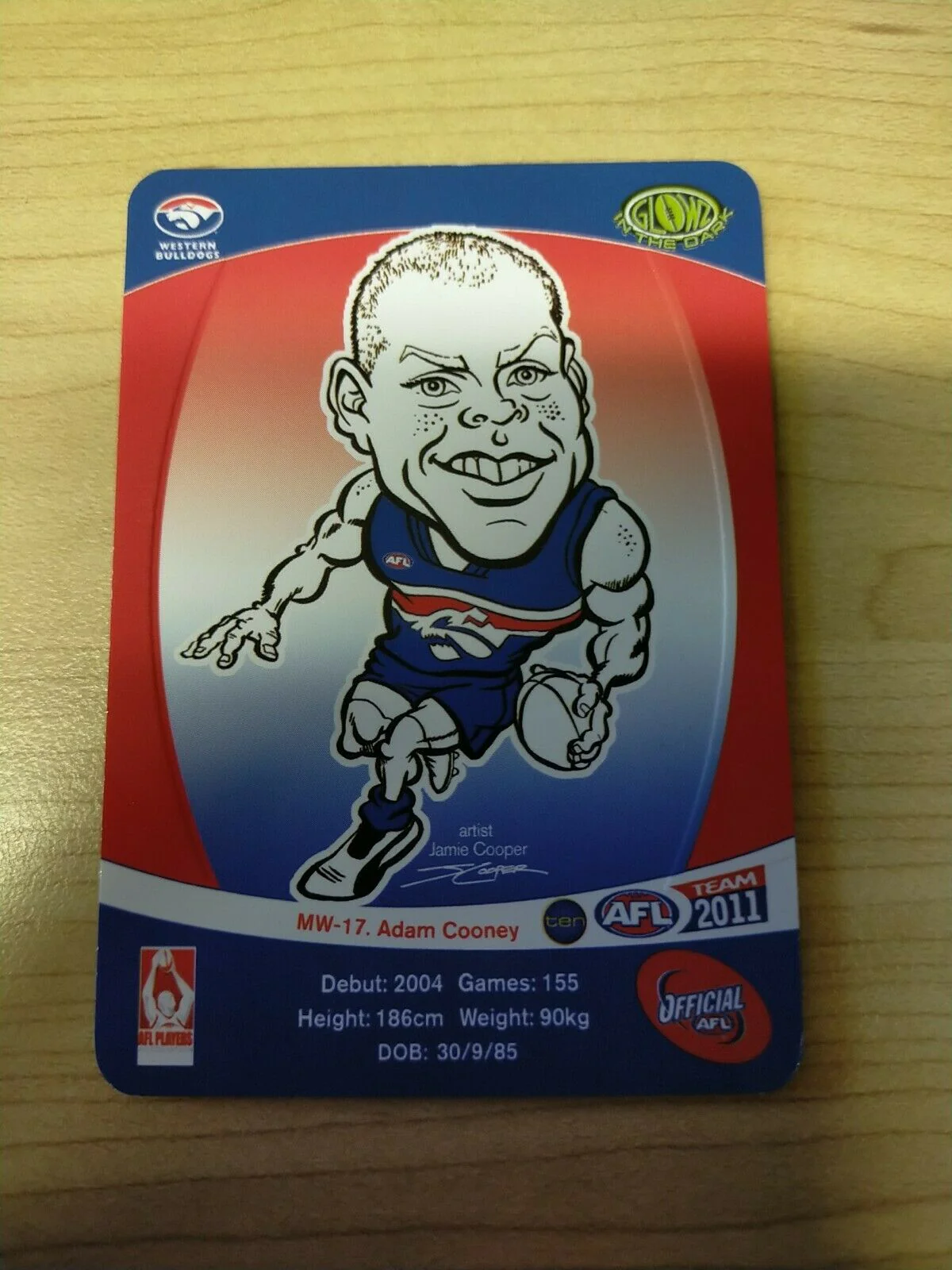 2011 Teamcoach Magic Wildcard Printing Error Card Adam Cooney Western Bulldogs - Image 2