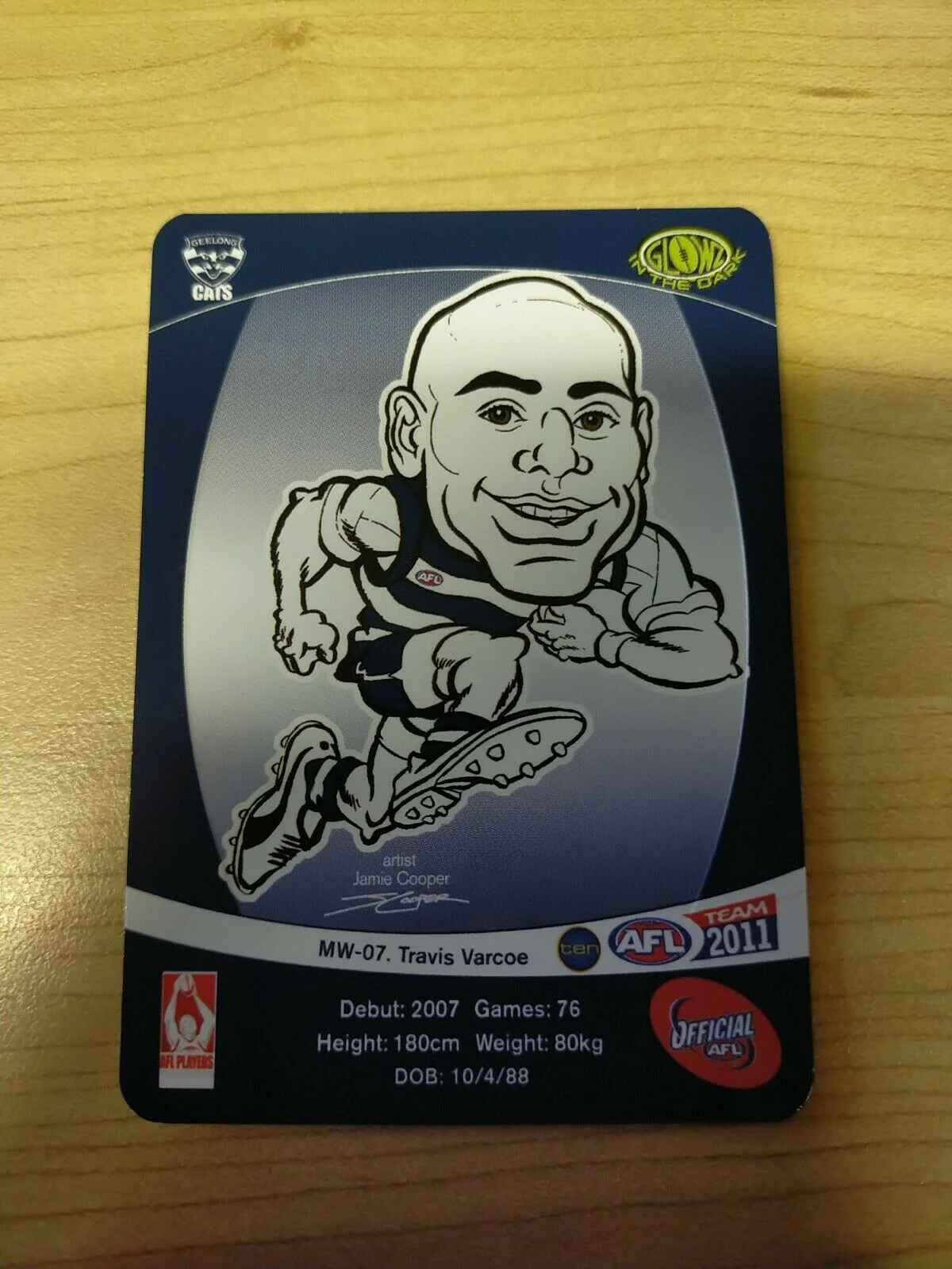 2011 Teamcoach Magic Wildcard Printing Error Card Travis Varcoe Geelong - Image 2