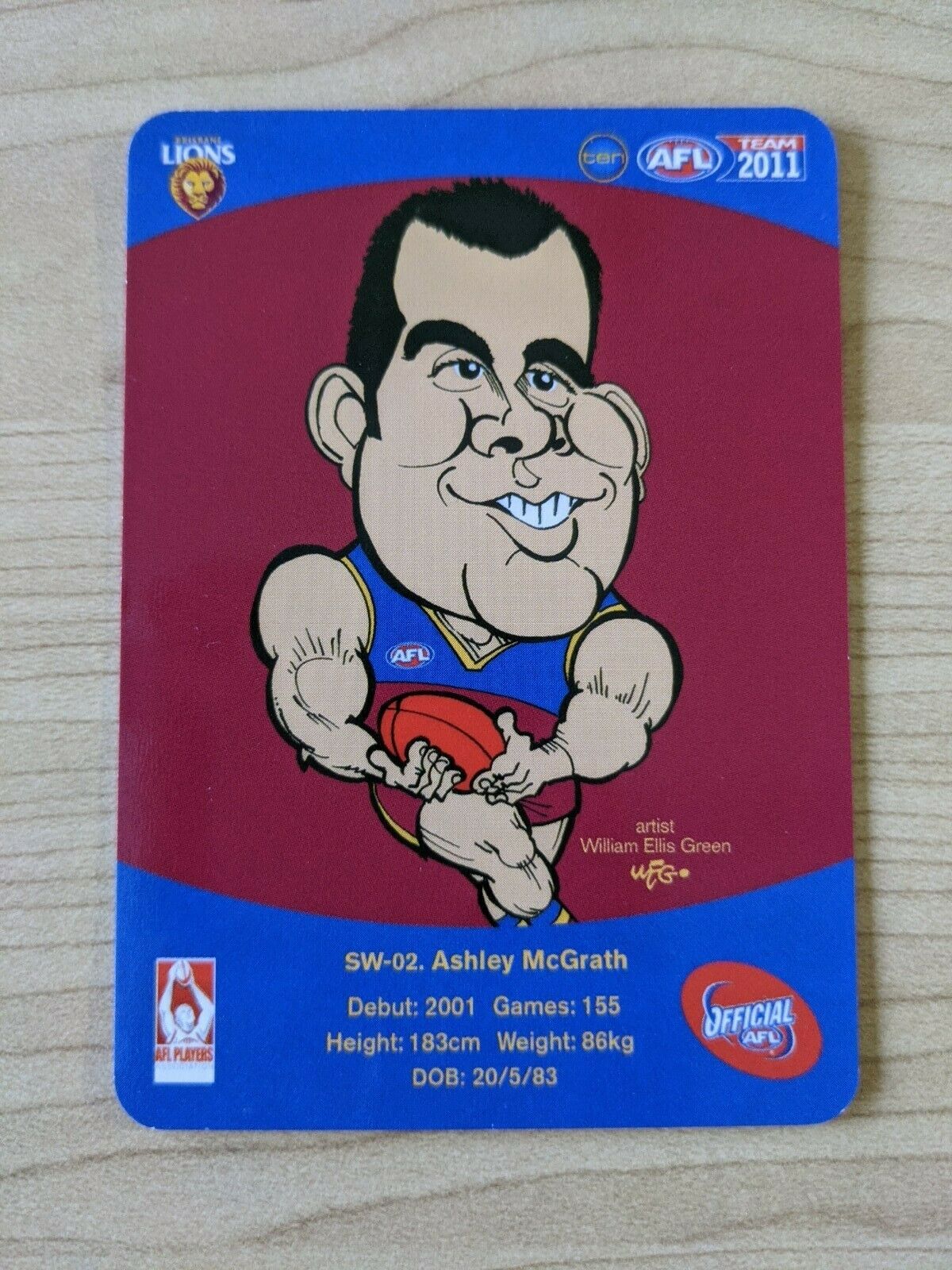 2011 Teamcoach Sample Star Wildcard SW-02 Ashleigh McGrath Brisbane Lions - Image 2