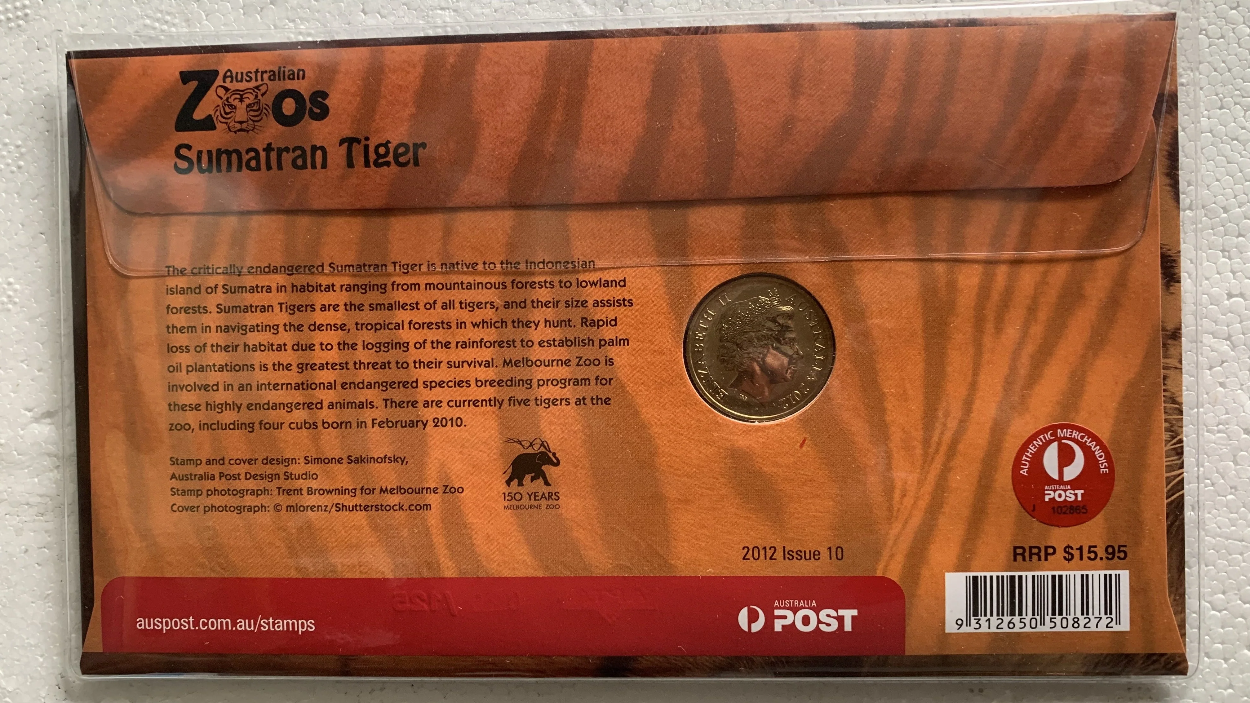 2012 Australian $1 Australian Zoos Sumatran Tiger PNC 1st Day Issue APTA Melbourne Show 9th-10th February 2013 - Image 2