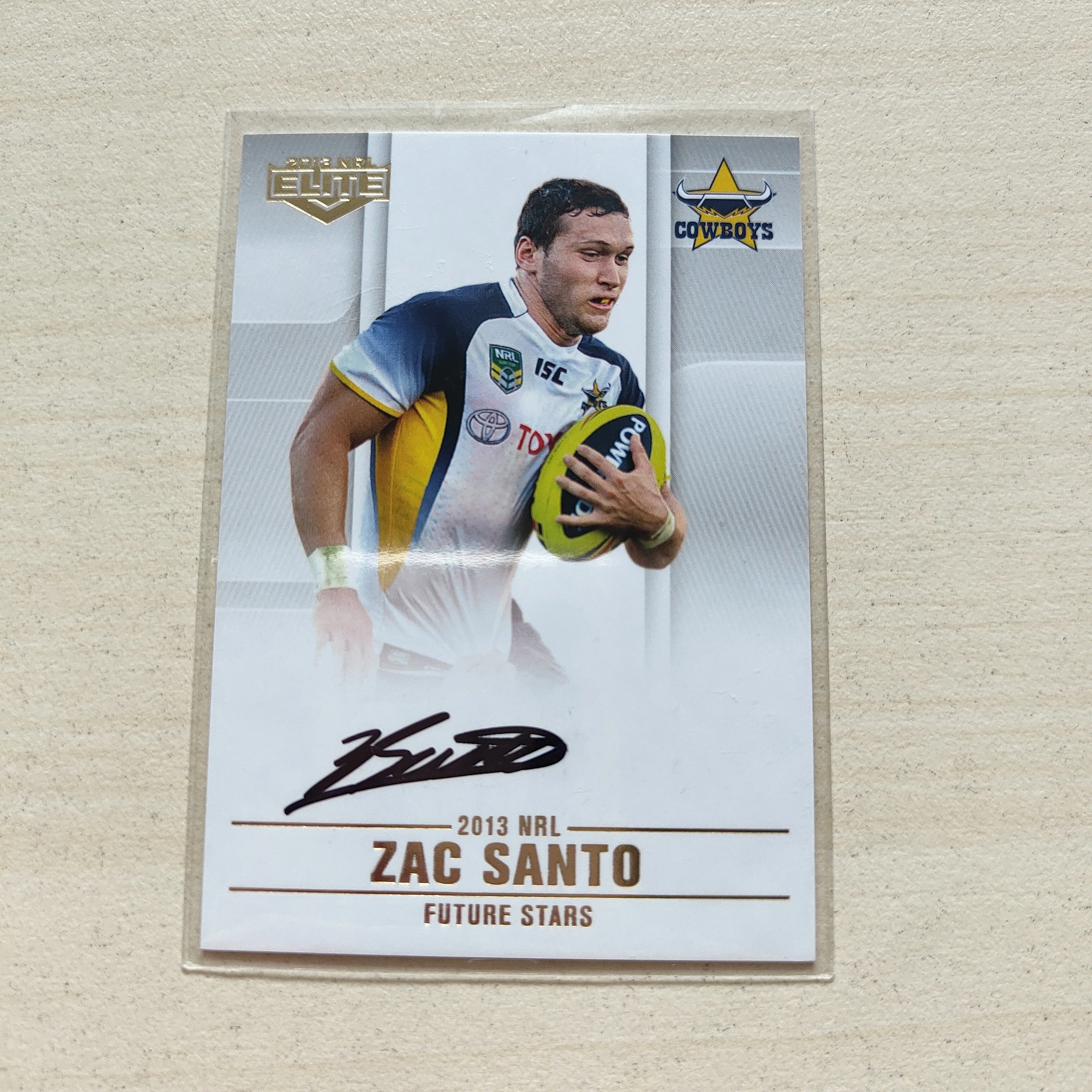 2013 NRL Elite Future Stars Signature Card Zac Santo Cowboys