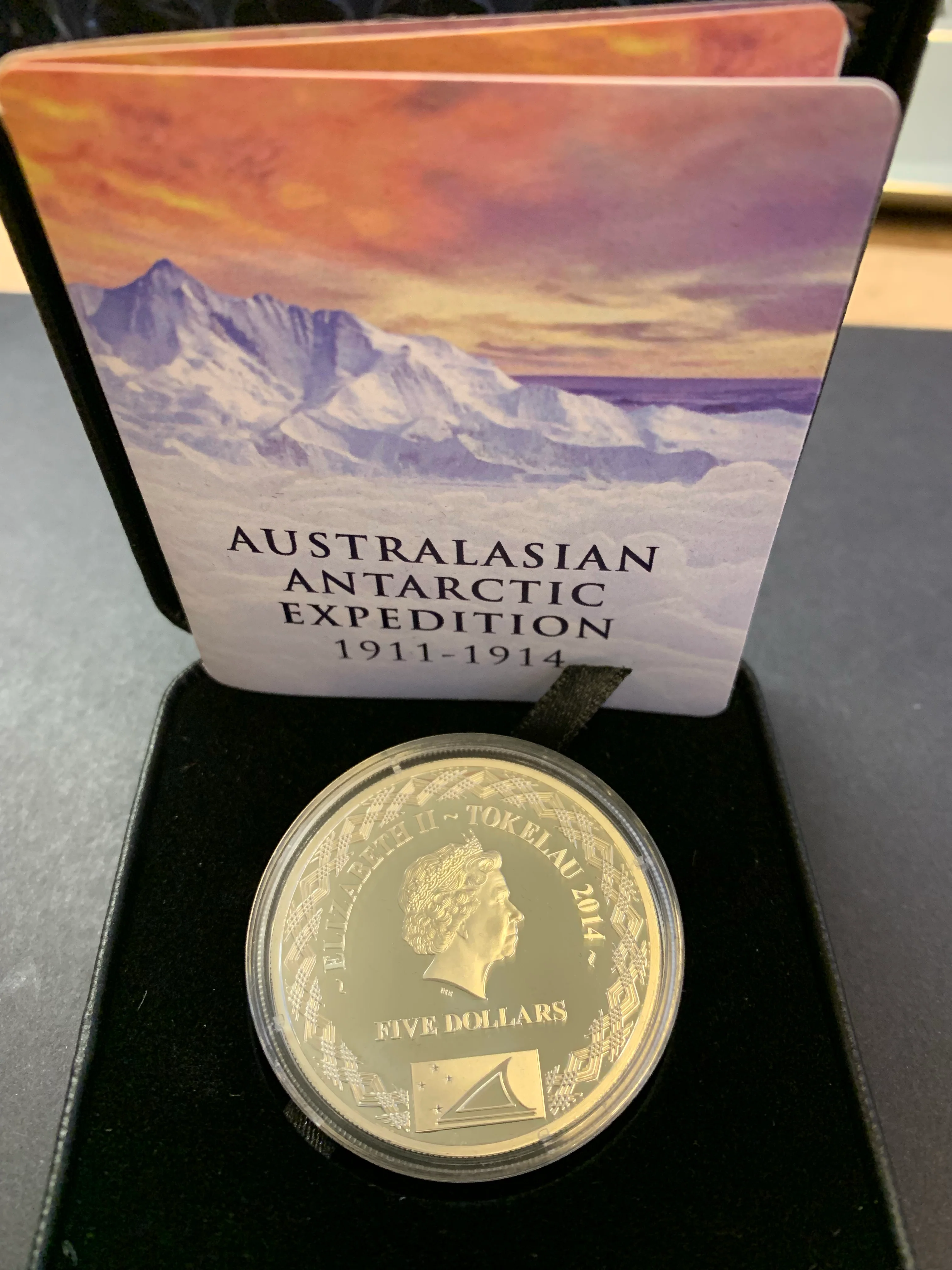 Tokelau Islands 2014 Australian Antarctic Anniversary Expedition 1oz .925 Silver Proof Coin Box Cert - Image 2