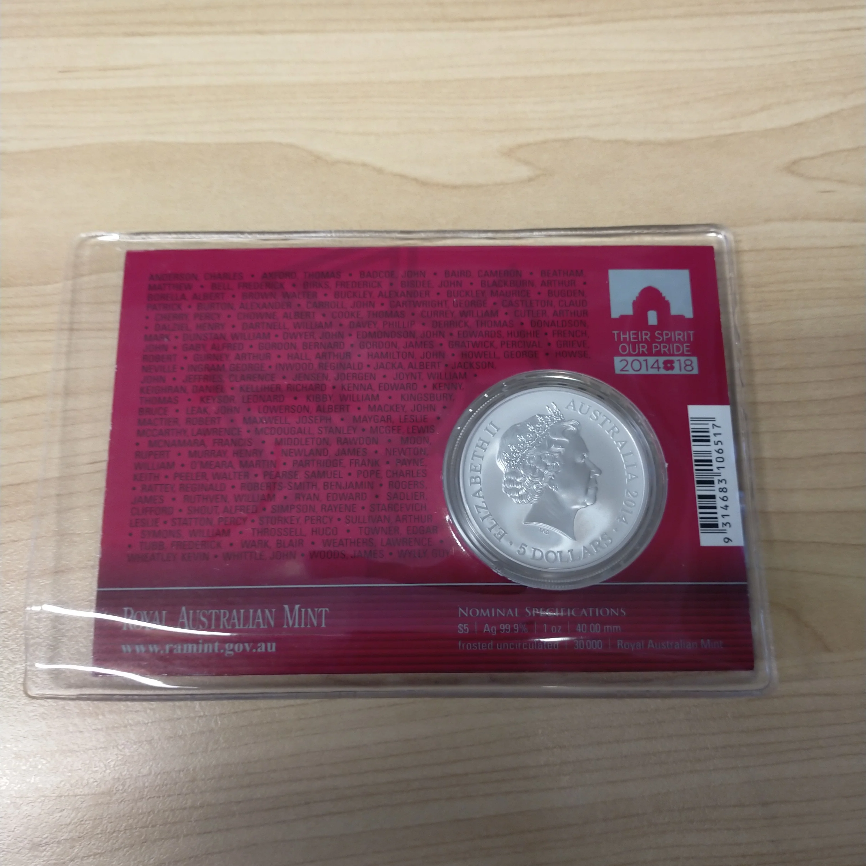 Australia 2014 Royal Australian Mint For Valour The Victoria Cross For Australia 1oz Silver Frosted Uncirculated Coin - Image 3