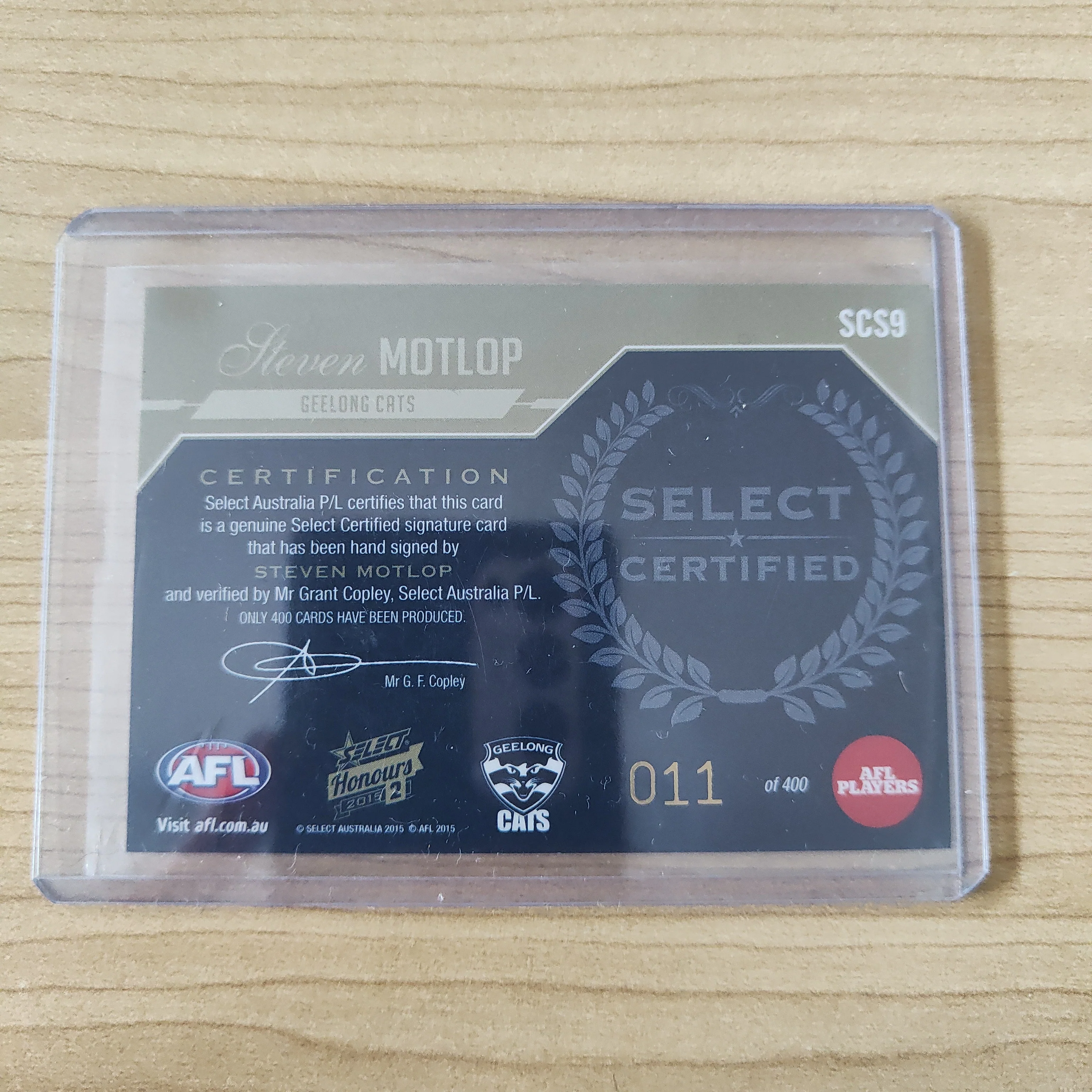 2015 Select Honours 2 Select Certified Signature Steven Motlop Geelong No.011/400 - Image 2