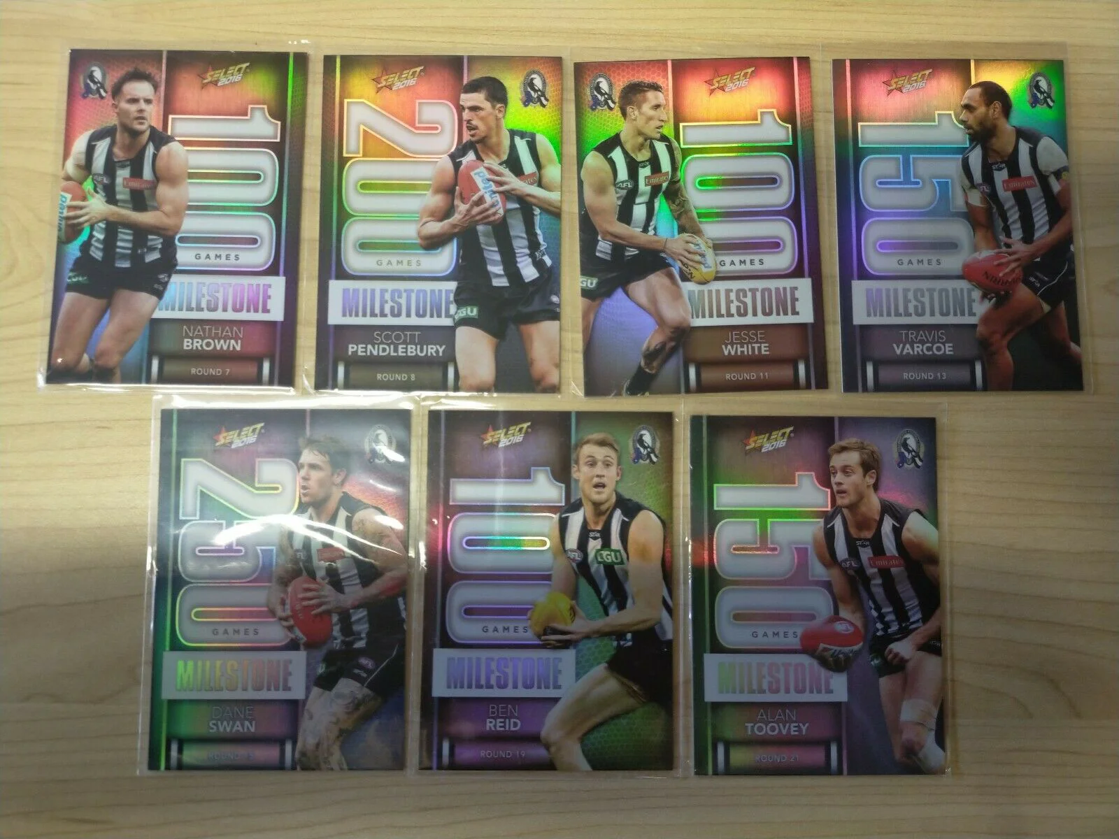 2016 Select Milestones Collingwood Team Set Of 7 Cards