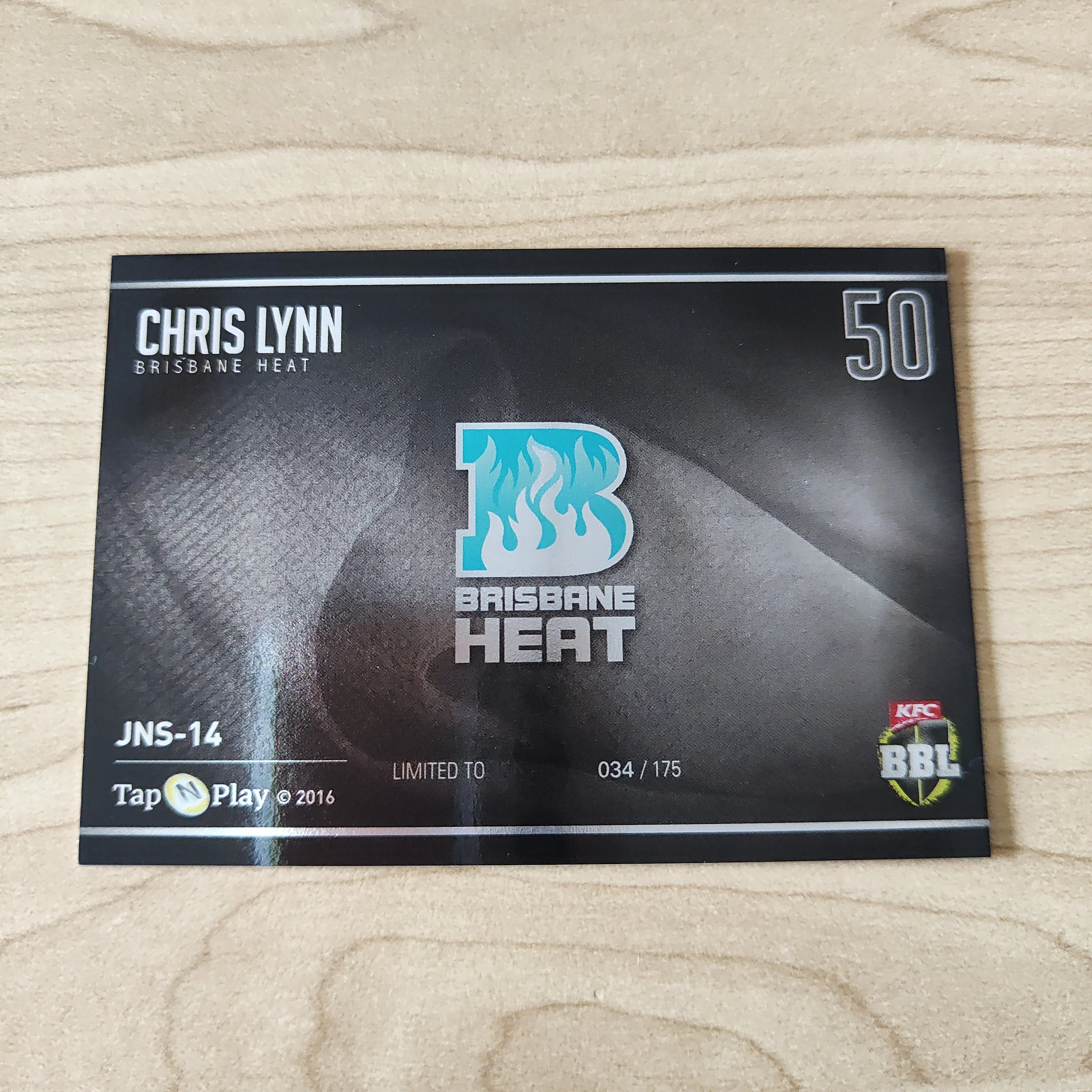 2016 Tap n Play BBL Chris Lynn Silver Cricket Australia Card - Image 2