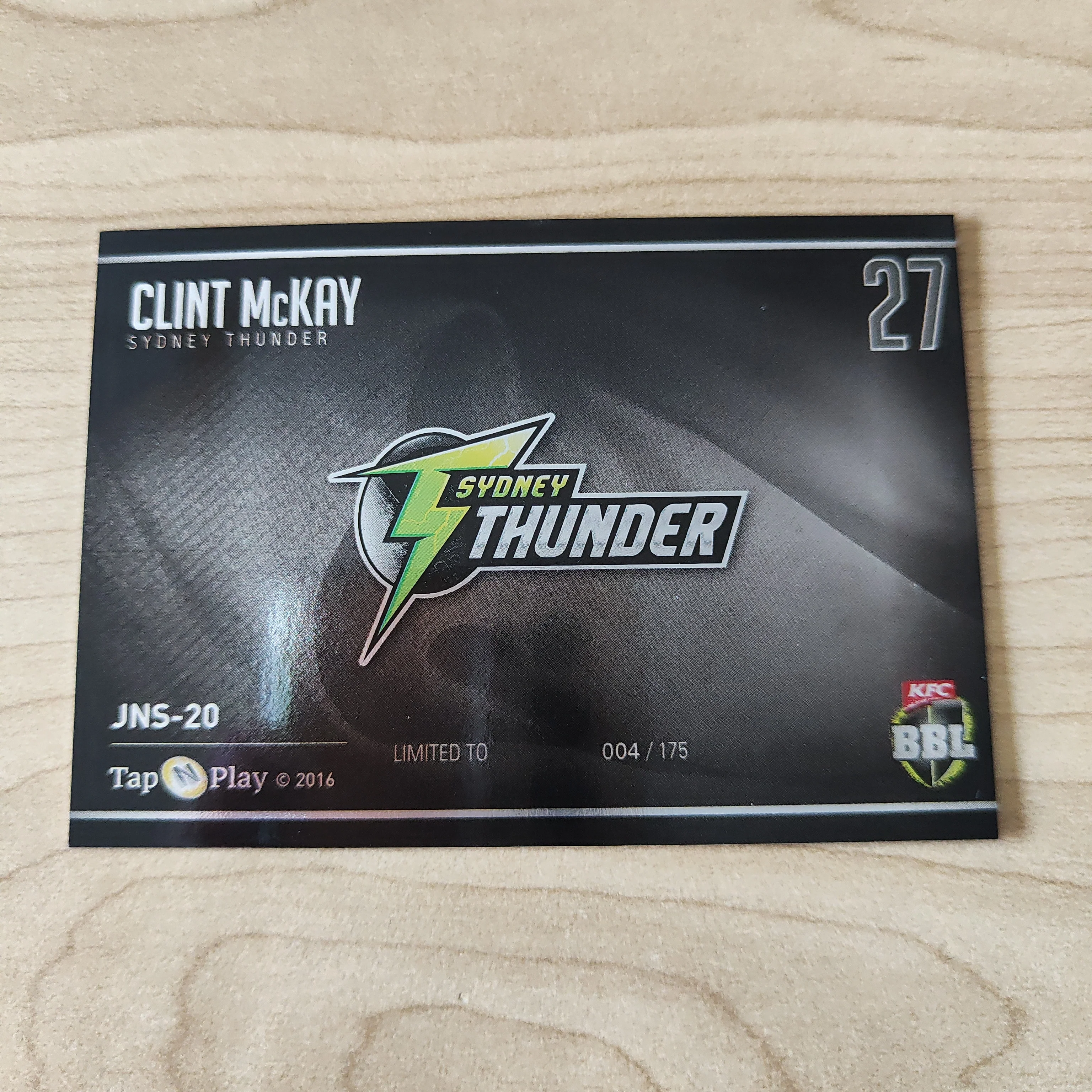2016 Tap n Play BBL Clint McKay Silver Cricket Australia Card LOW NUMBER - Image 2