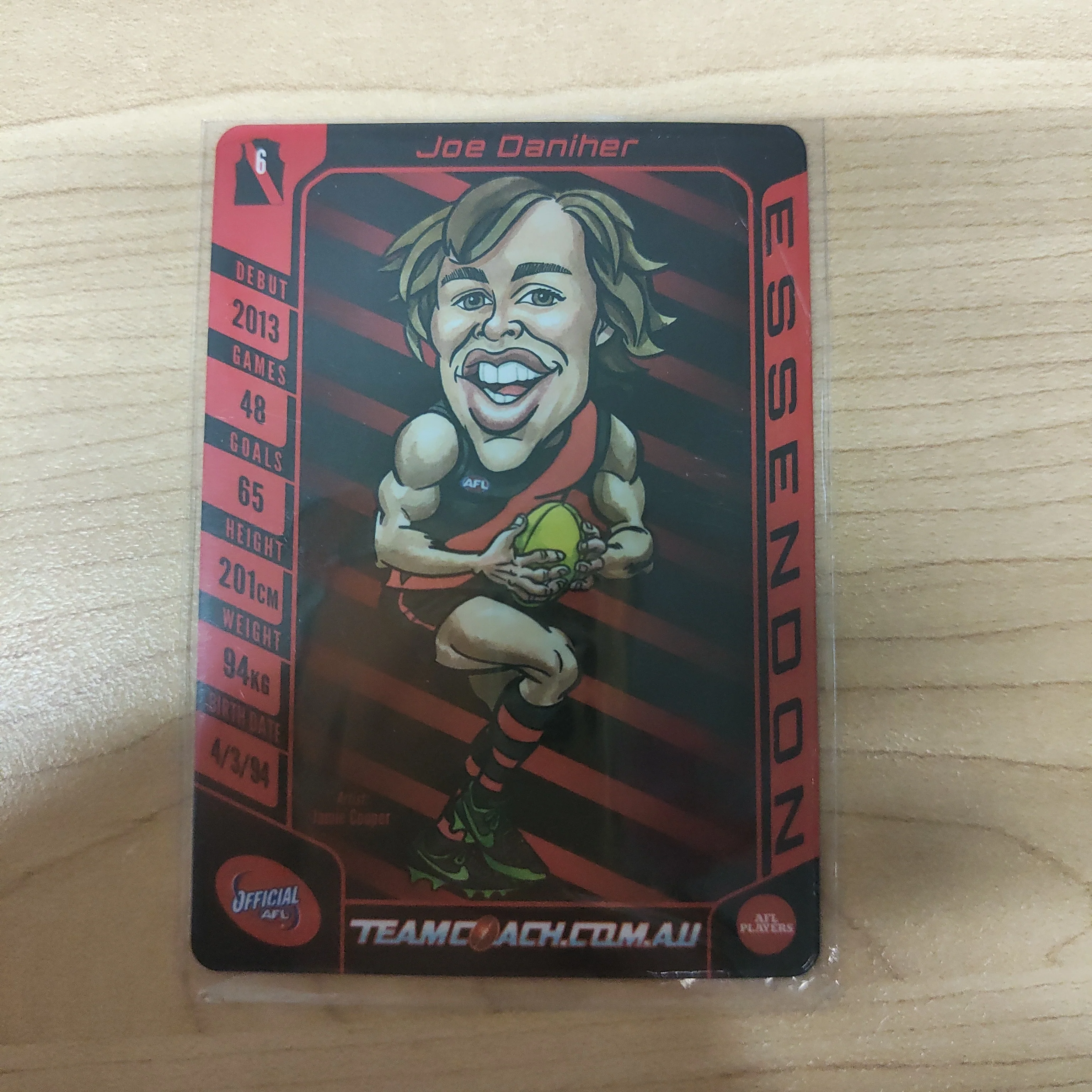 2016 Teamcoach Magic Wildcard Joe Daniher Essendon MW-05 - Image 2