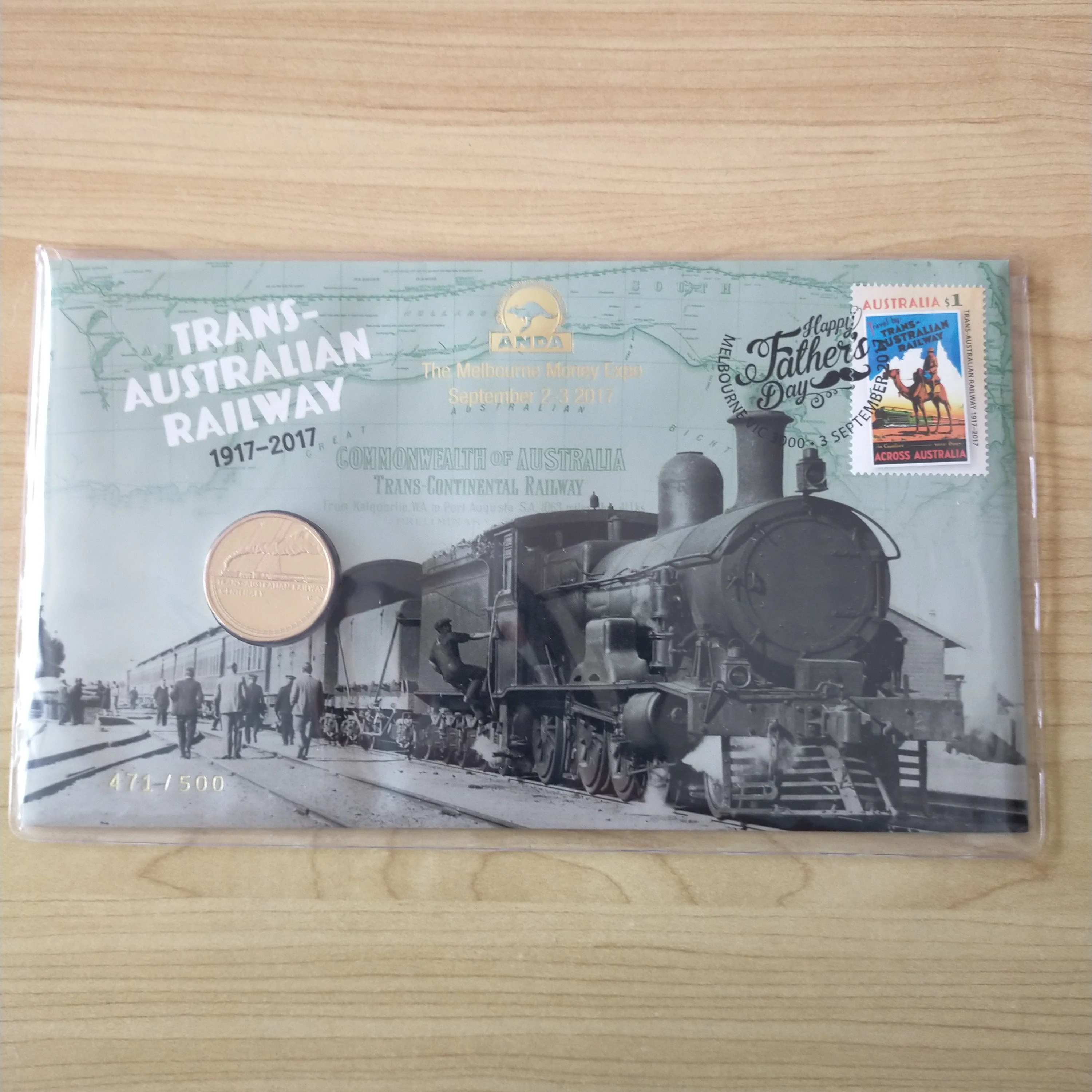 Australia 2017 $1 Trans-Australian Railway 1917-2017 Limited Edition PNC ANDA Overprint 471/500