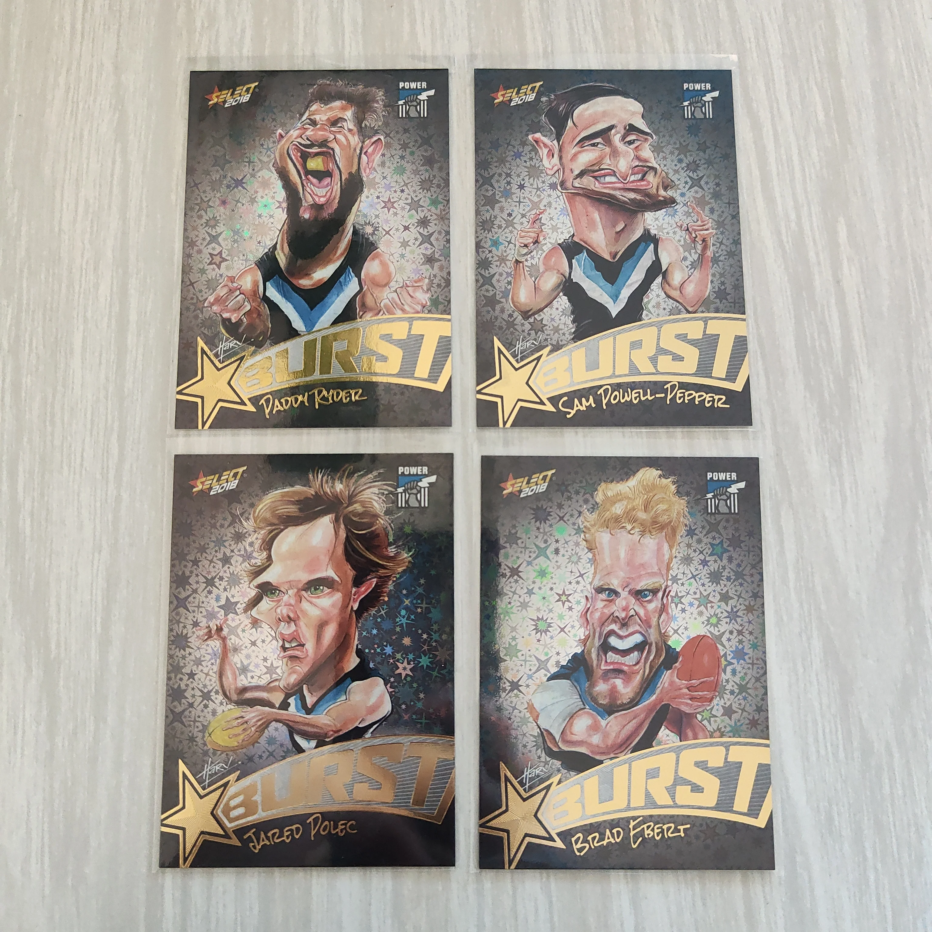 2018 Select Black Starburst Port Adelaide Team Set of 4 Cards