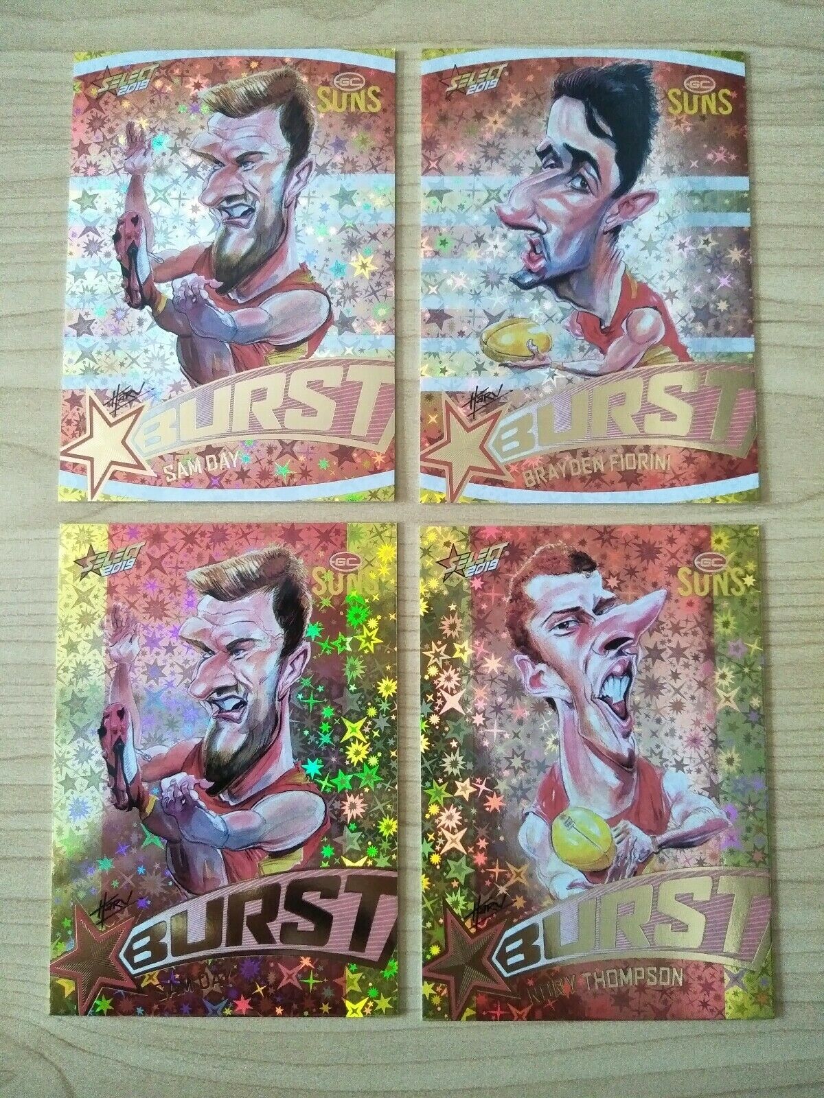 2019 AFL Select Footy Stars Gold Coast Suns Inserts x10 - Image 2