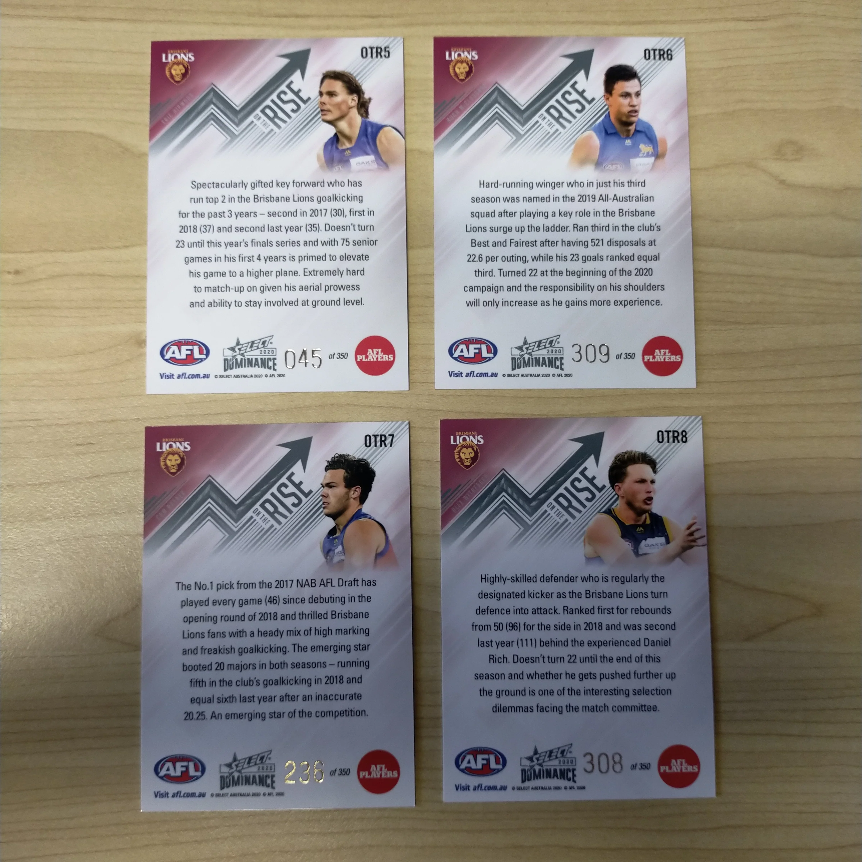2020 AFL Select Dominance On The Rise Brisbane Team Set of 4 Cards - Image 2